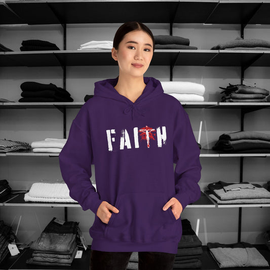 Heartfelt-hoodies.com Purple unisex Christian faith hoodies with "Faith" on the front