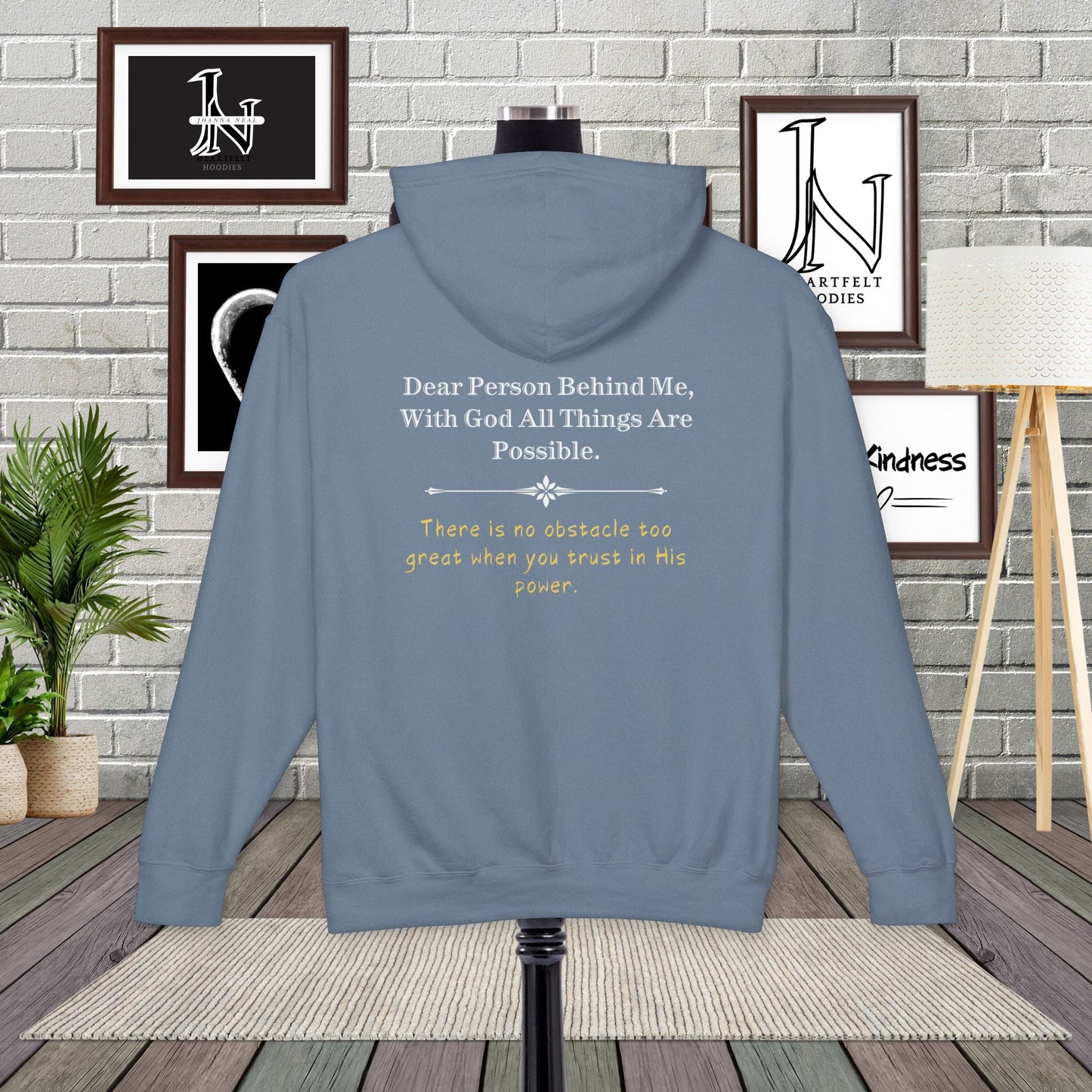 Inspire faith with our 'Dear Person Behind Me' Comfort Colors hoodie. The message 'With God All Things Are Possible' reminds wearers of His limitless power. These cozy Christian Hoodies encourage trust in God's strength to overcome any obstacle. A perfect blend of comfort and spiritual inspiration