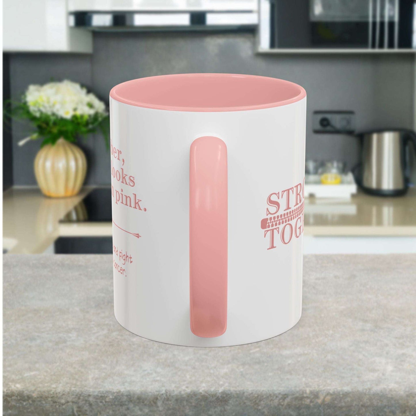 Together We Rise and Fight Against Breast Cancer speaks to both inner and outer strength. The Ceramic Coffee Mug boldly displays&nbsp; Remember strength looks beautiful in pink