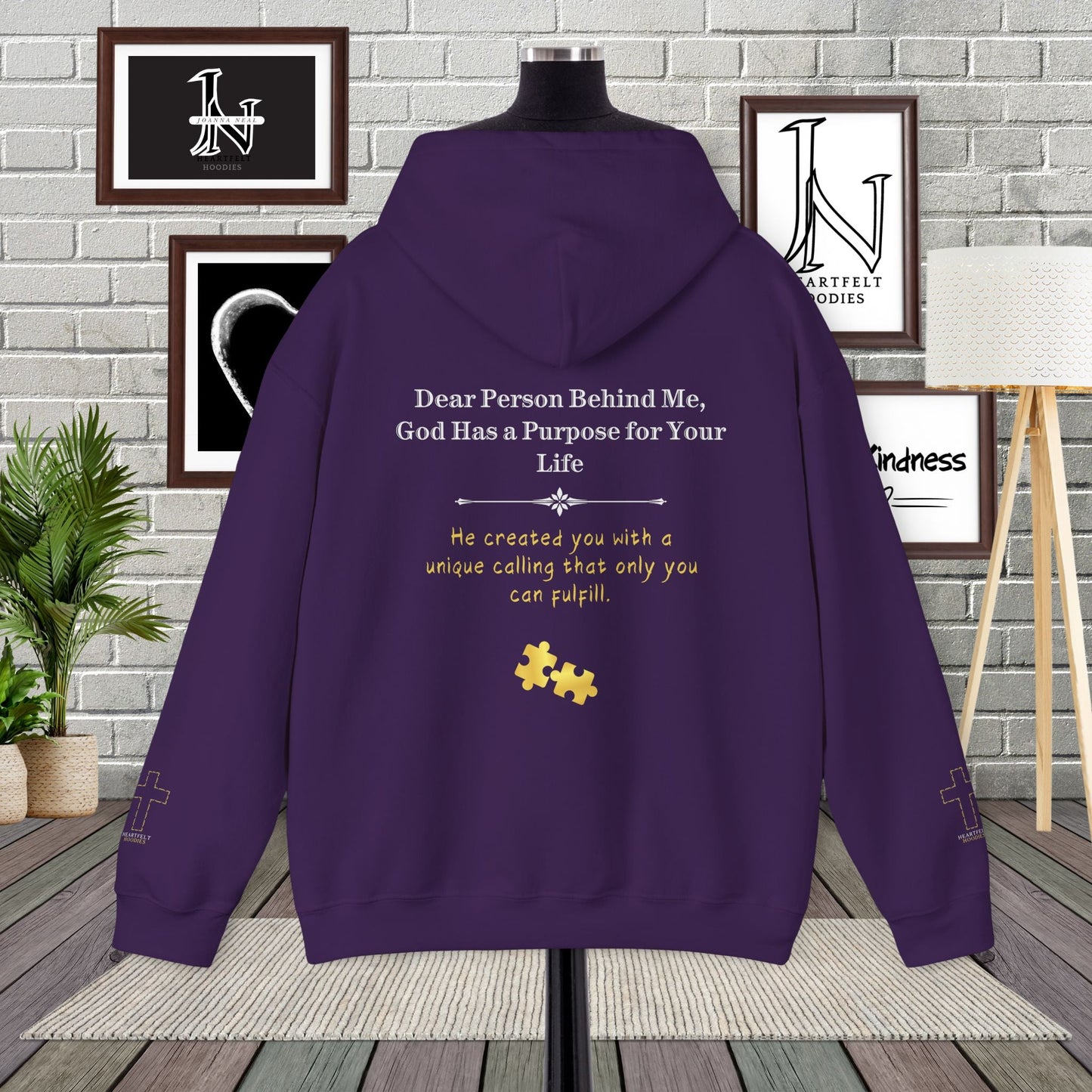 Dear Person Behind Me Hoodie God Has a Purpose for Your Life - He created you with a unique calling that only you can fulfill." Adorned with a crafted Jigsaw pieces.