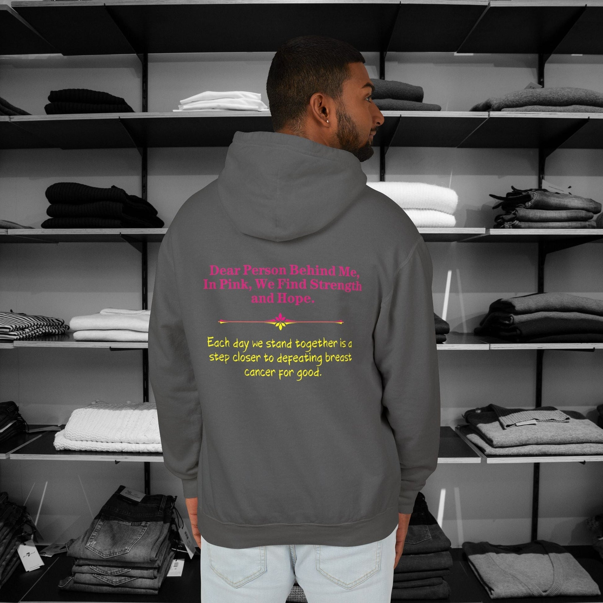 Dear Person Behind Me, In Pink, We Find Strength and Hope. Stand strong and stylish in these empowering christian hoodies that speak to both inner and outer strength. Color Pepper