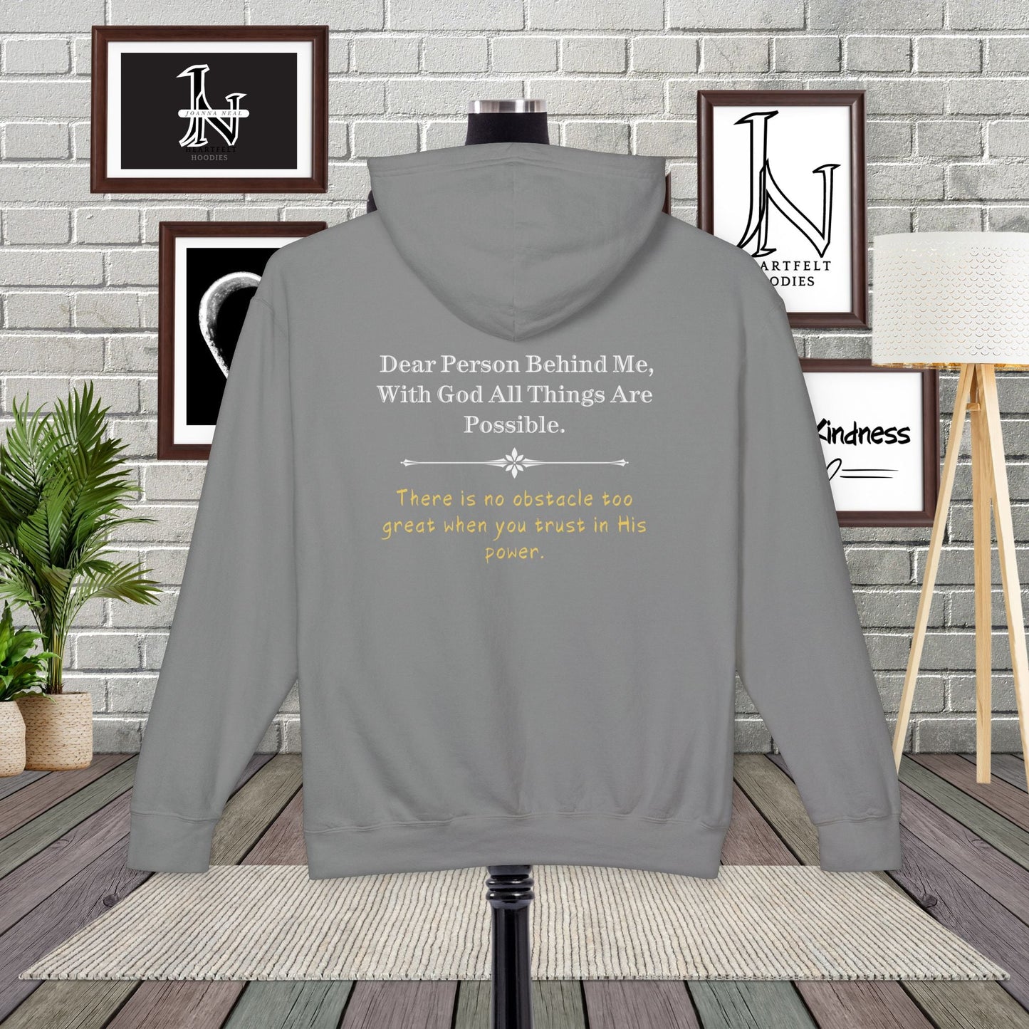 Inspire faith with our 'Dear Person Behind Me' Comfort Colors hoodie. The message 'With God All Things Are Possible' reminds wearers of His limitless power. These cozy Christian Hoodies encourage trust in God's strength to overcome any obstacle. A perfect blend of comfort and spiritual inspiration