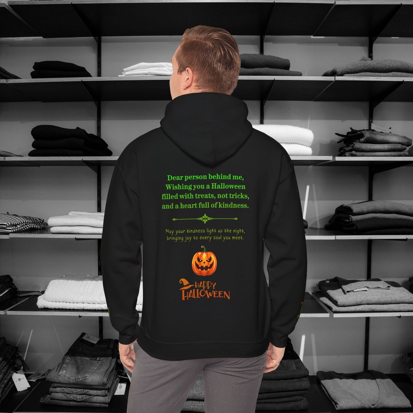 Embrace the spirit of Halloween with our cozy, Dear Person Behind Me Hoodie by heartfelt hoodies! Designed to spread warmth, kindness, and a touch of seasonal magic.