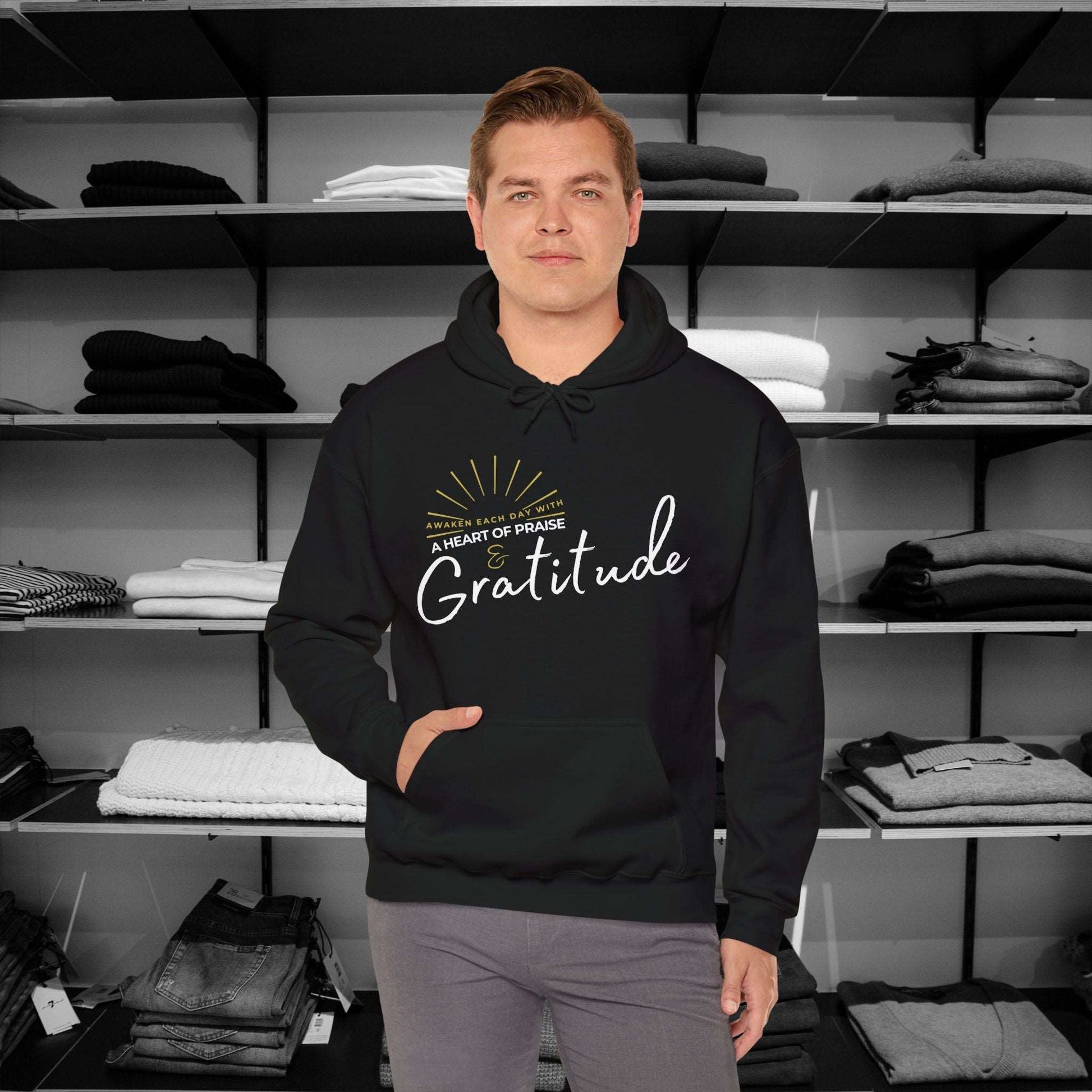 Start the day with a spirit of gratitude in these beautifully designed Christian hoodies by Heartfelt Hoodies. Philippians 4:6 based design. Perfect for Thanksgiving