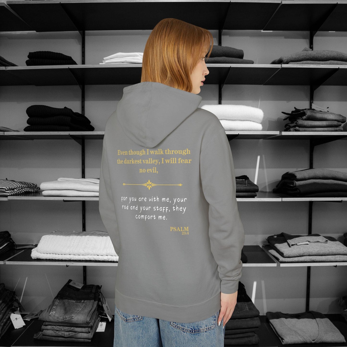 Find comfort in faith with our Psalm 23:4 Inspirational Hoodie. Part of our premium Christian Hoodies collection, crafted with soft Comfort Colors fabric. Wear your beliefs close, spread hope, and stay cozy. Perfect for daily inspiration or thoughtful gifting