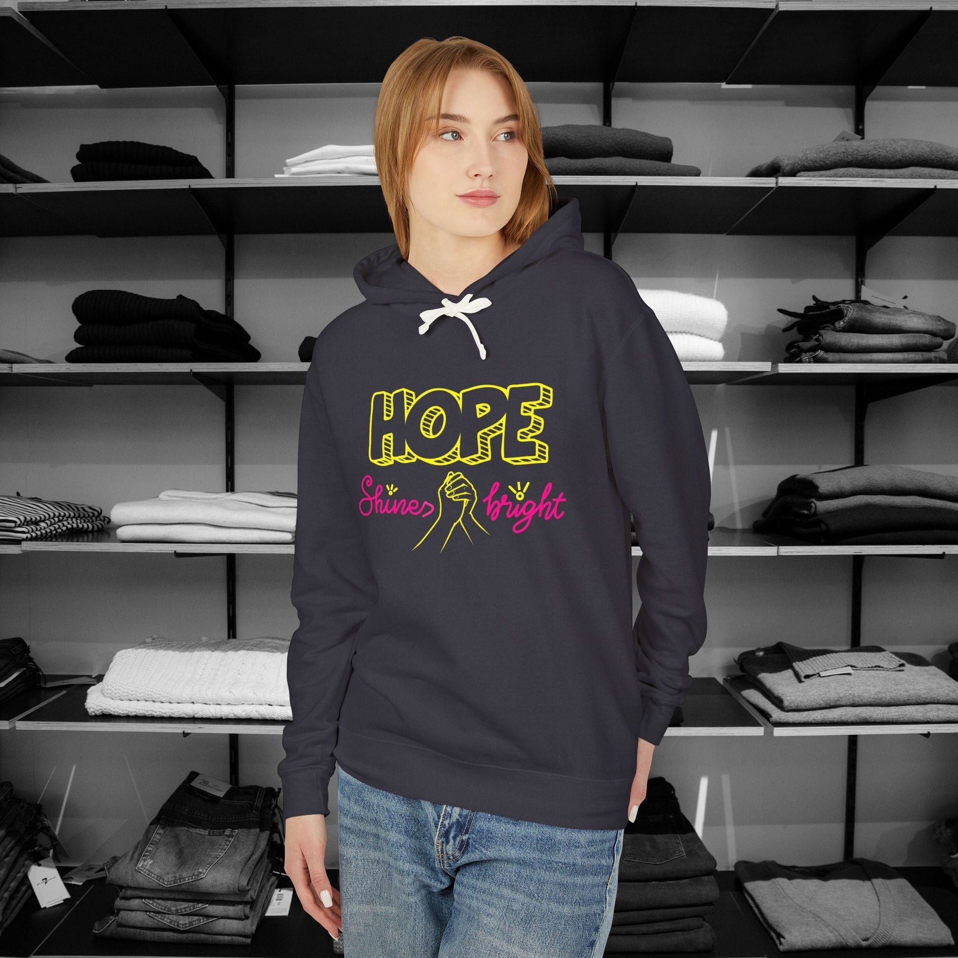 Dear Person Behind Me, In Pink, We Find Strength and Hope. Stand strong and stylish in these empowering christian hoodies that speak to both inner and outer strength. Color Black