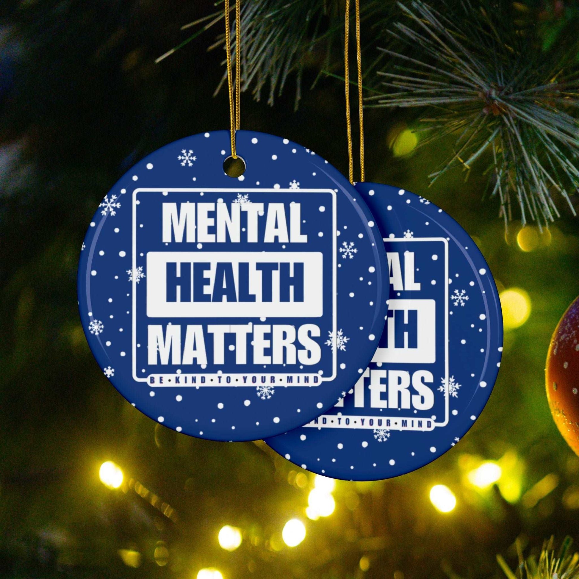 Celebrate the season while you spread important messages with this Mental Health Matters Holiday Ceramic Christmas Ornaments. Lovingly designed by Heartfelt Hoodies.