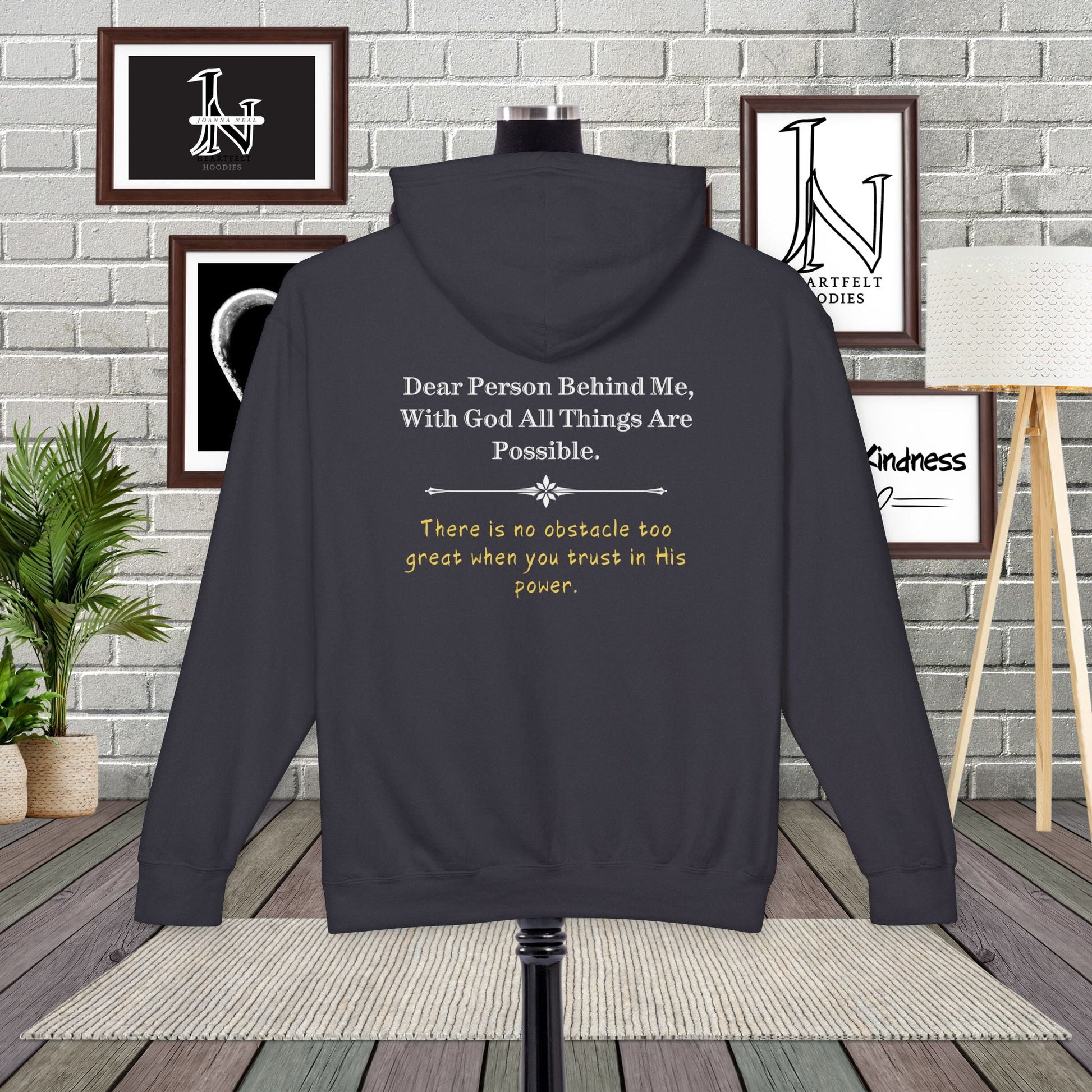 Inspire faith with our 'Dear Person Behind Me' Comfort Colors hoodie. The message 'With God All Things Are Possible' reminds wearers of His limitless power. These cozy Christian Hoodies encourage trust in God's strength to overcome any obstacle. A perfect blend of comfort and spiritual inspiration