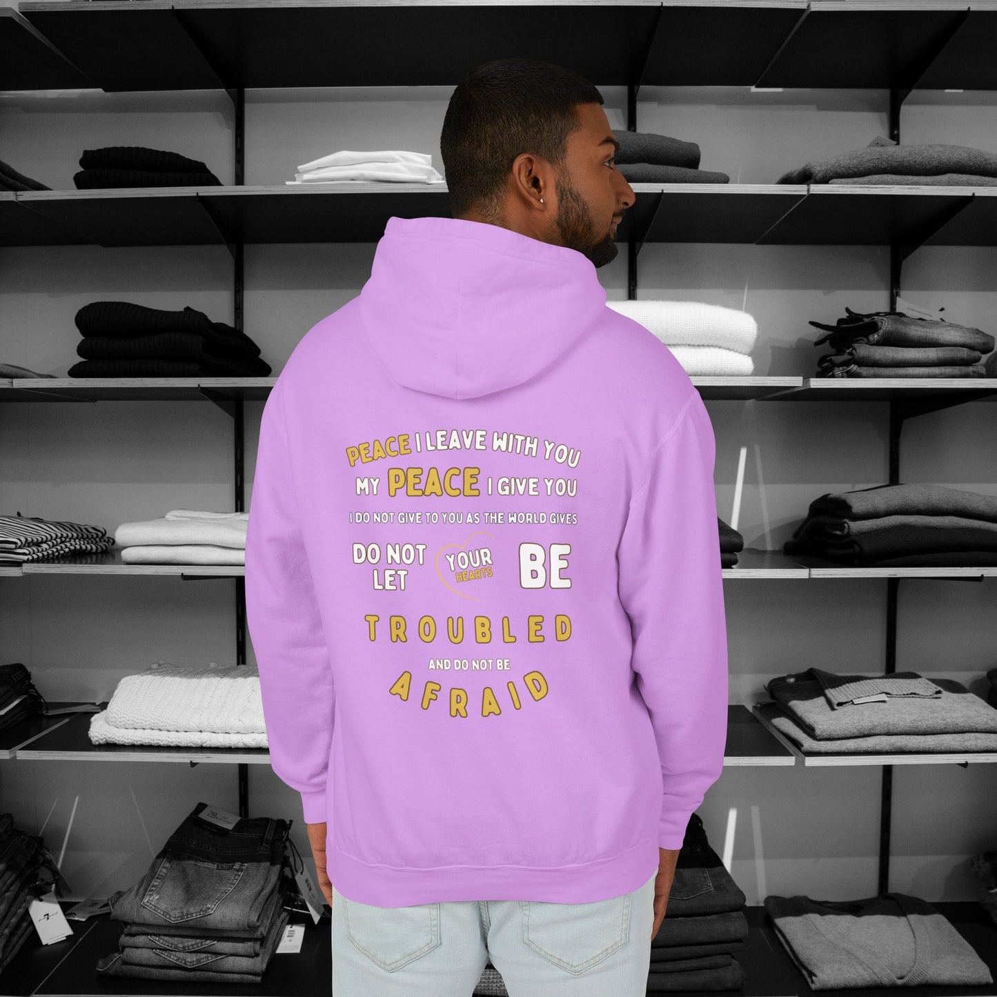 Spread a message of peace and faith with this beautifully designed Comfort Colors Christian hoodies from Heartfelt Hoodies. Features a bold Peace design with a dove.