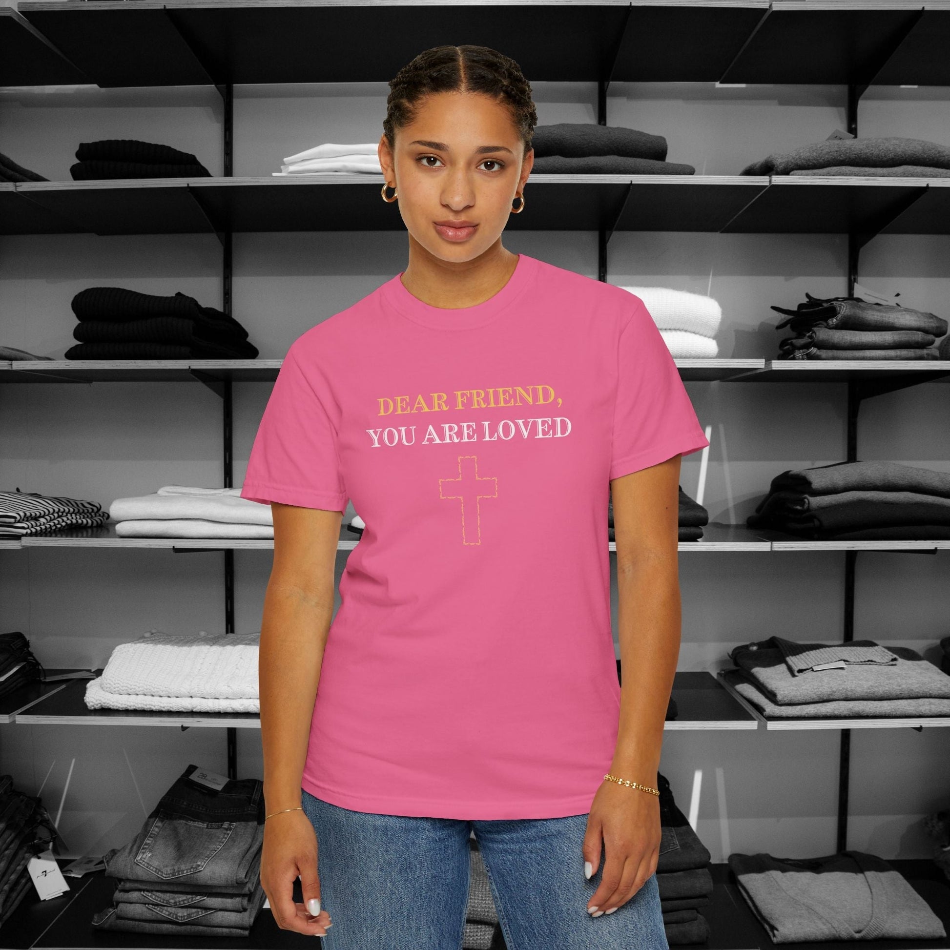 Wrap up in love and encouragement with our You Are Loved by God. These Comfort Colors tees are a heartfelt reminder that no matter what, God's love for you is unchanging and eternal