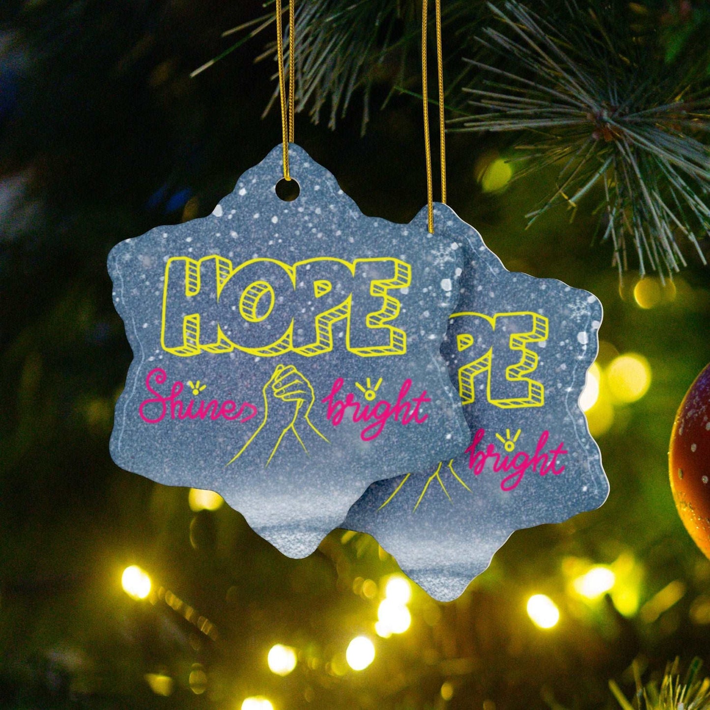 Celebrate the holiday season while spreading an important message with our Mental Health Awareness Holiday ceramic Christmas Ornaments. Beautifully designed ornament