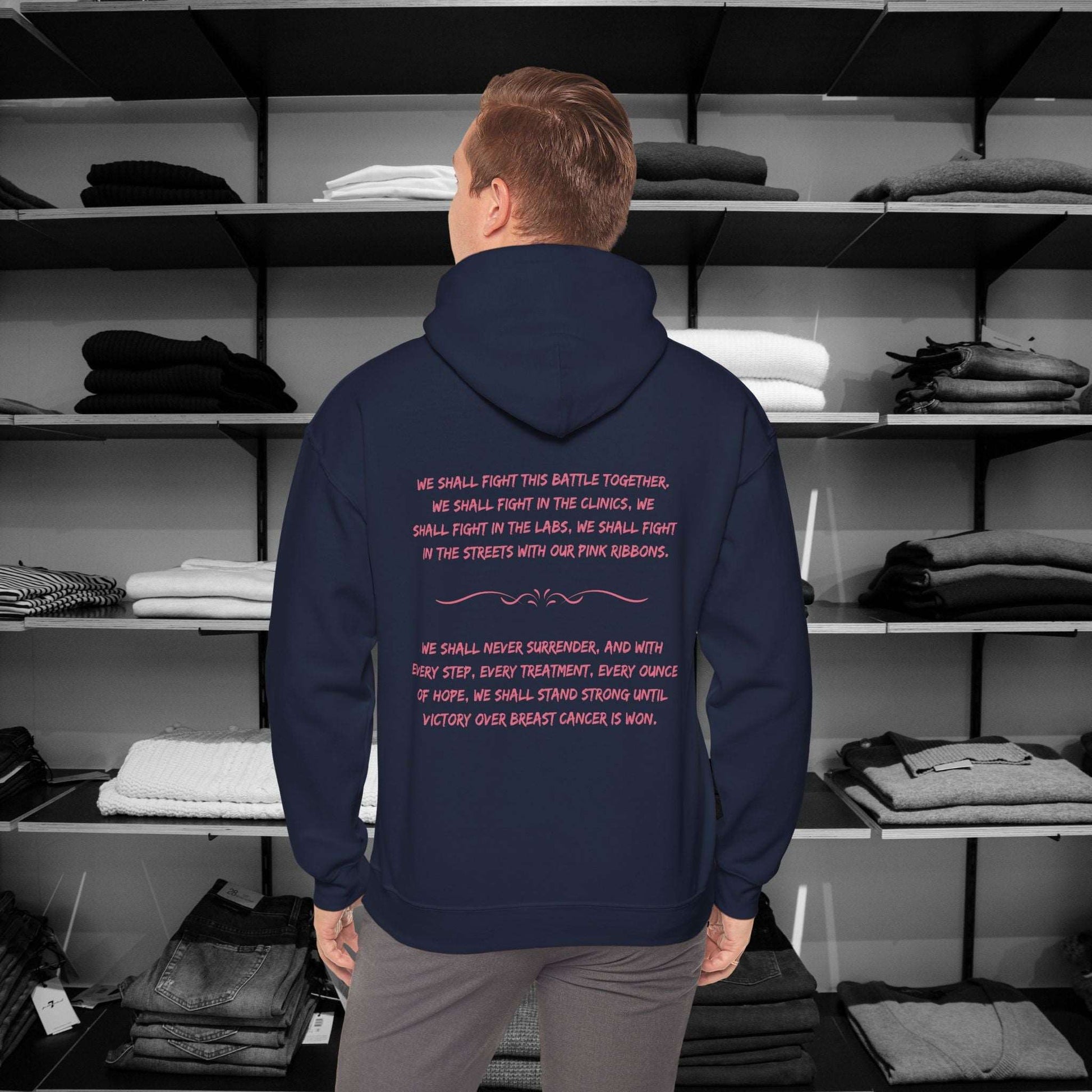 Breast Cancer Awareness Hoodie -This Month We Wear Pink. Stand strong in this empowering hoodie that speaks to both the inner and outer strength of canser sufferers.