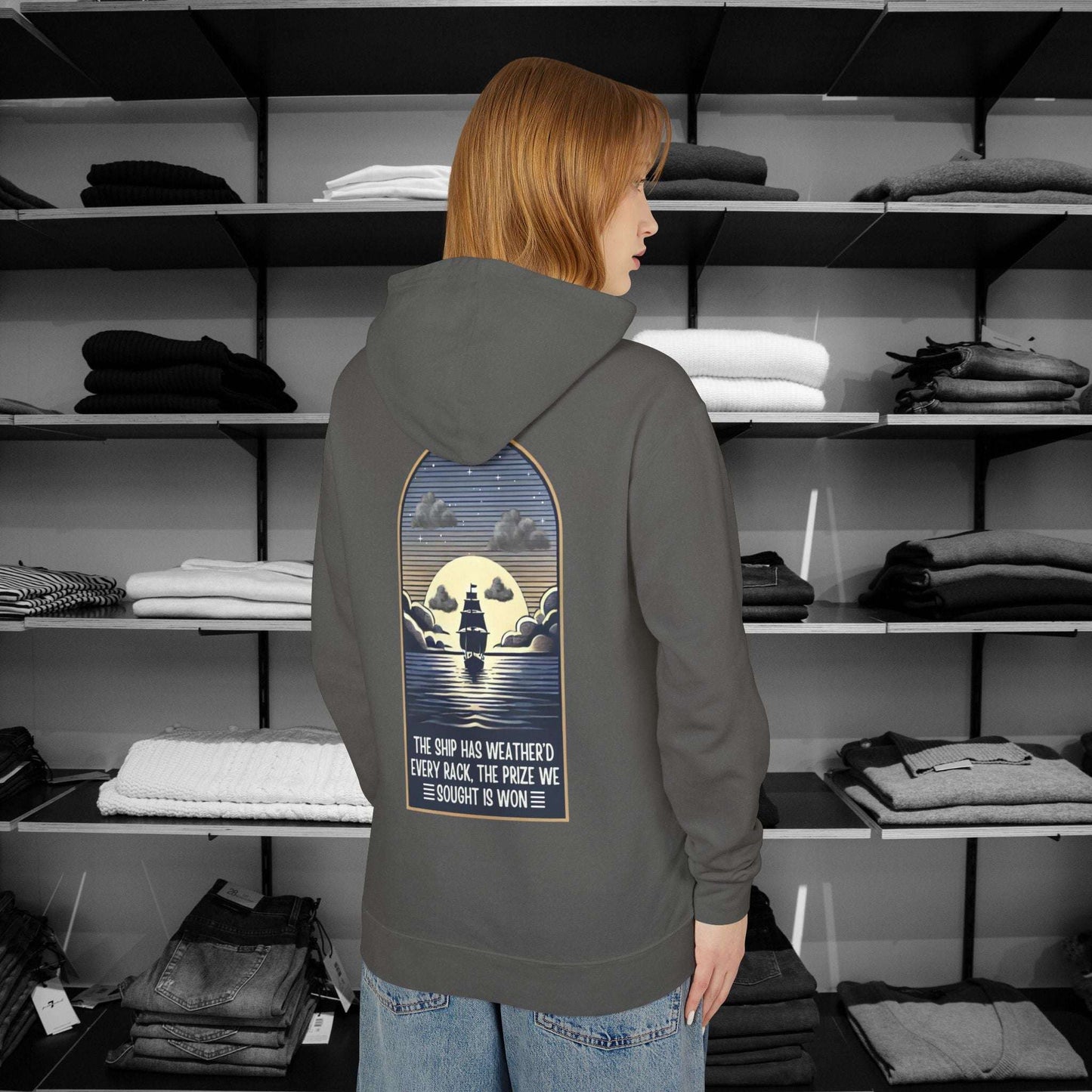 Honor the legacy of Walt Whitman's "O Captain! My Captain!" with this beautifully crafted Poetry Clothing hoodie. Inspired by the timeless elegy for Abraham Lincoln.