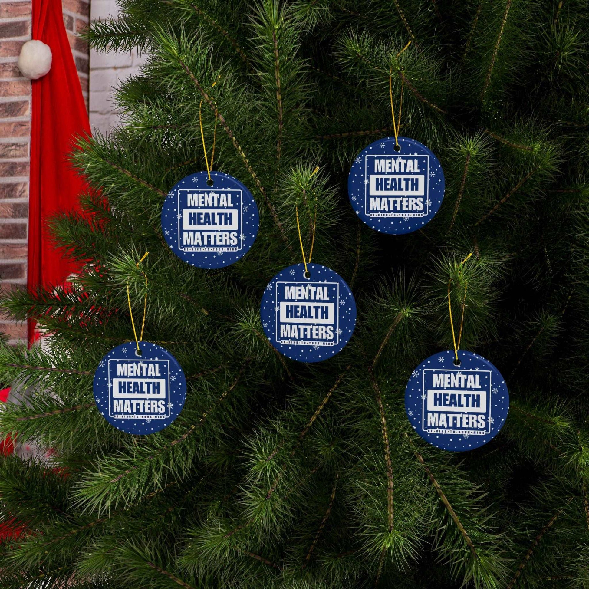 Celebrate the season while you spread important messages with this Mental Health Matters Holiday Ceramic Christmas Ornaments. Lovingly designed by Heartfelt Hoodies.