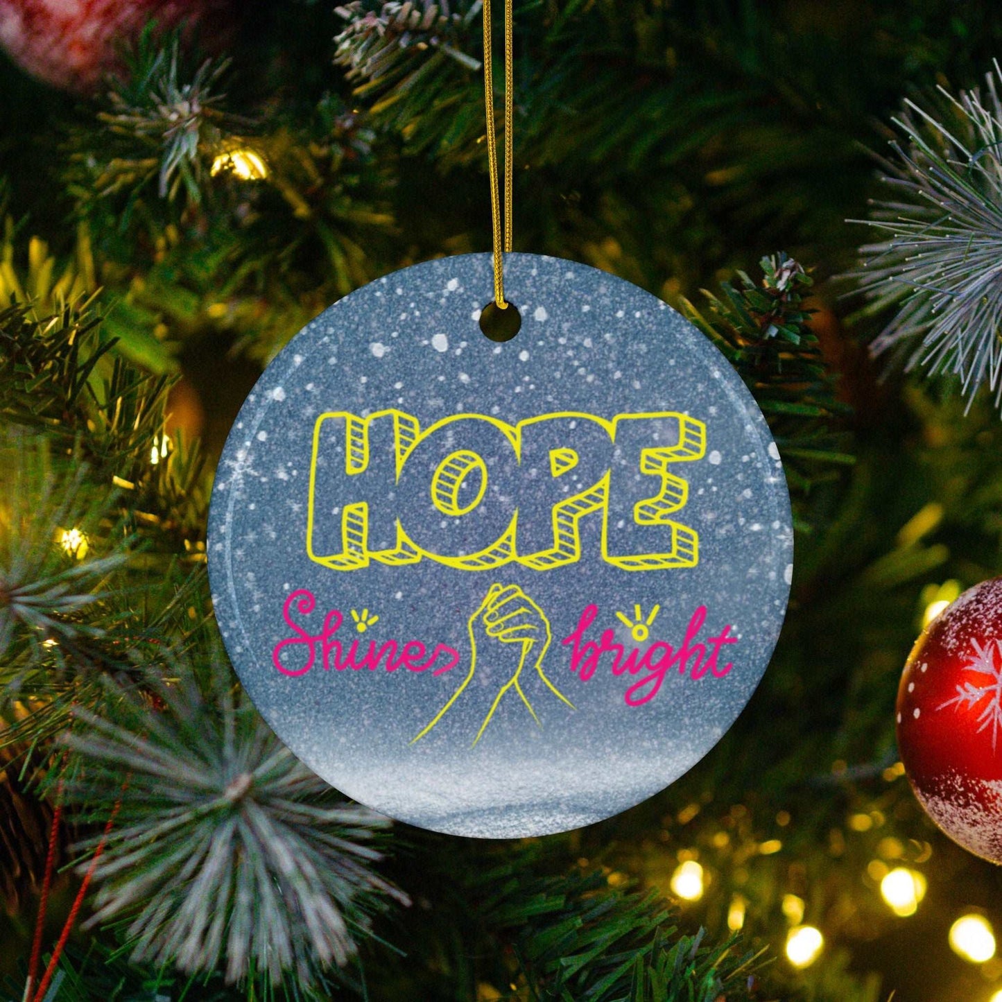 Celebrate the holiday season while spreading an important message with our Mental Health Awareness Holiday ceramic Christmas Ornaments. Beautifully designed ornament