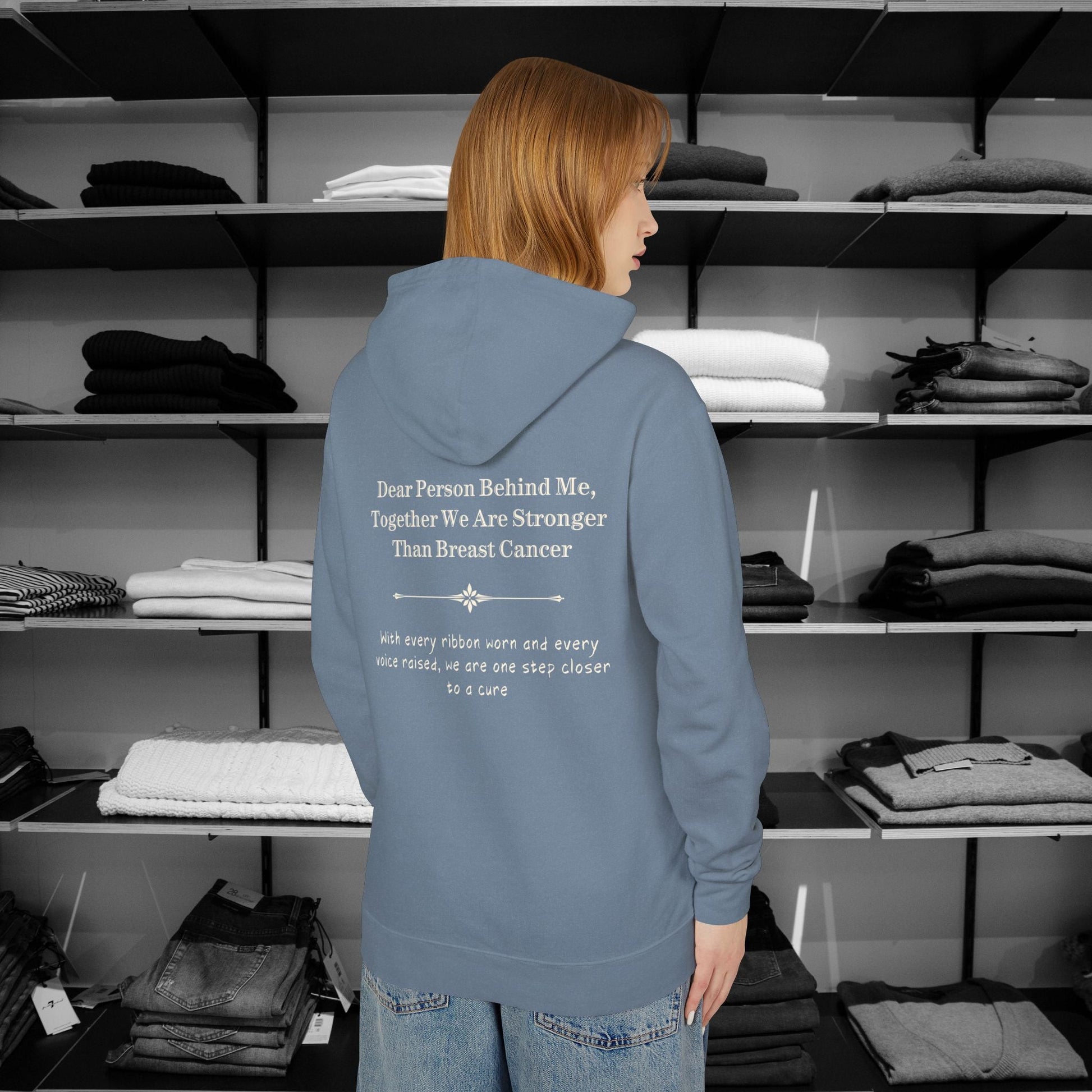 Stand strong and stylish in this empowering hoodie, It speaks to inner and outer strength. Dear Person Behind Me Hoodie - Together We Are Stronger Than Breast Cancer