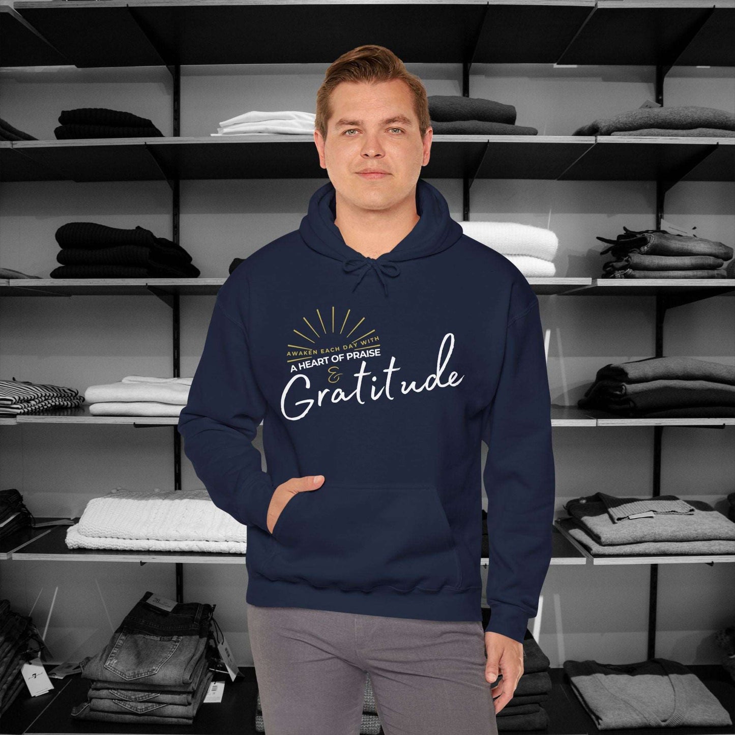 Start the day with a spirit of gratitude in these beautifully designed Christian hoodies by Heartfelt Hoodies. Philippians 4:6 based design. Perfect for Thanksgiving