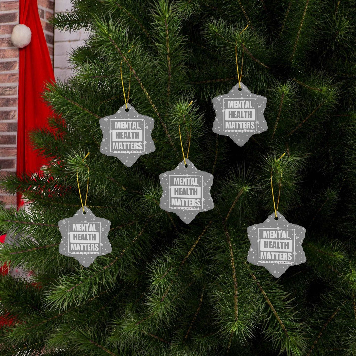 Celebrate the season while you spread important messages with this Mental Health Matters Holiday Ceramic Christmas Ornaments. Lovingly designed by Heartfelt Hoodies.