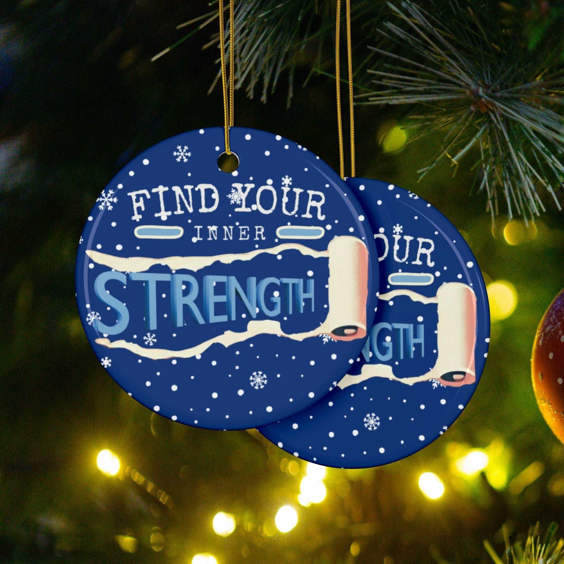 At Heartfelt Hoodies our Seasonal accessories are now available. Check out our Mental Health premium ceramic Christmas ornaments including this "Find Your Inner Strength" Christmas tree ornament available in 4 shapes and colors.