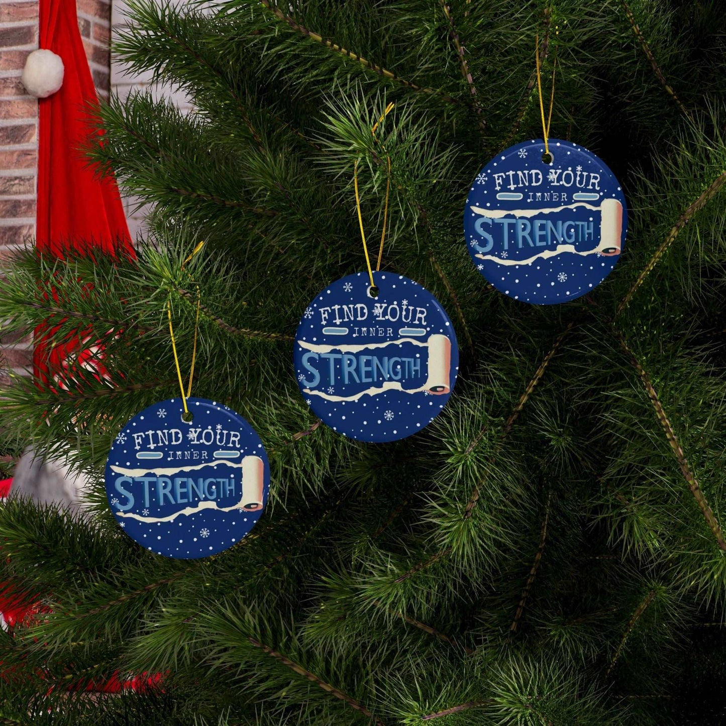 At Heartfelt Hoodies our Seasonal accessories are now available. Check out our Mental Health premium ceramic Christmas ornaments including this "Find Your Inner Strength" Christmas tree ornament available in 4 shapes and colors.