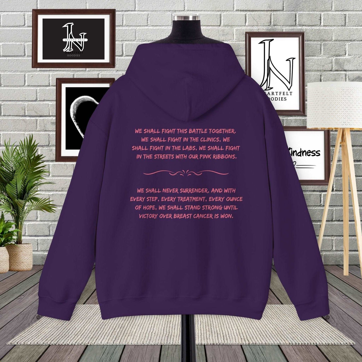 Breast Cancer Awareness Hoodie -This Month We Wear Pink. Stand strong in this empowering hoodie that speaks to both the inner and outer strength of canser sufferers.