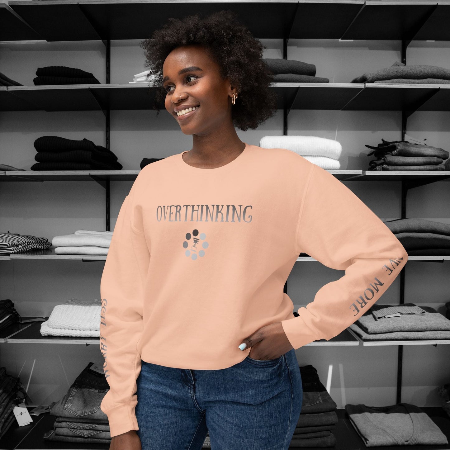 The Hooded Overthinker Sweatshirt, a stylish and meaningful piece designed for anyone who knows the struggle of overthinking. Similar to the one's seen on Shark Tank