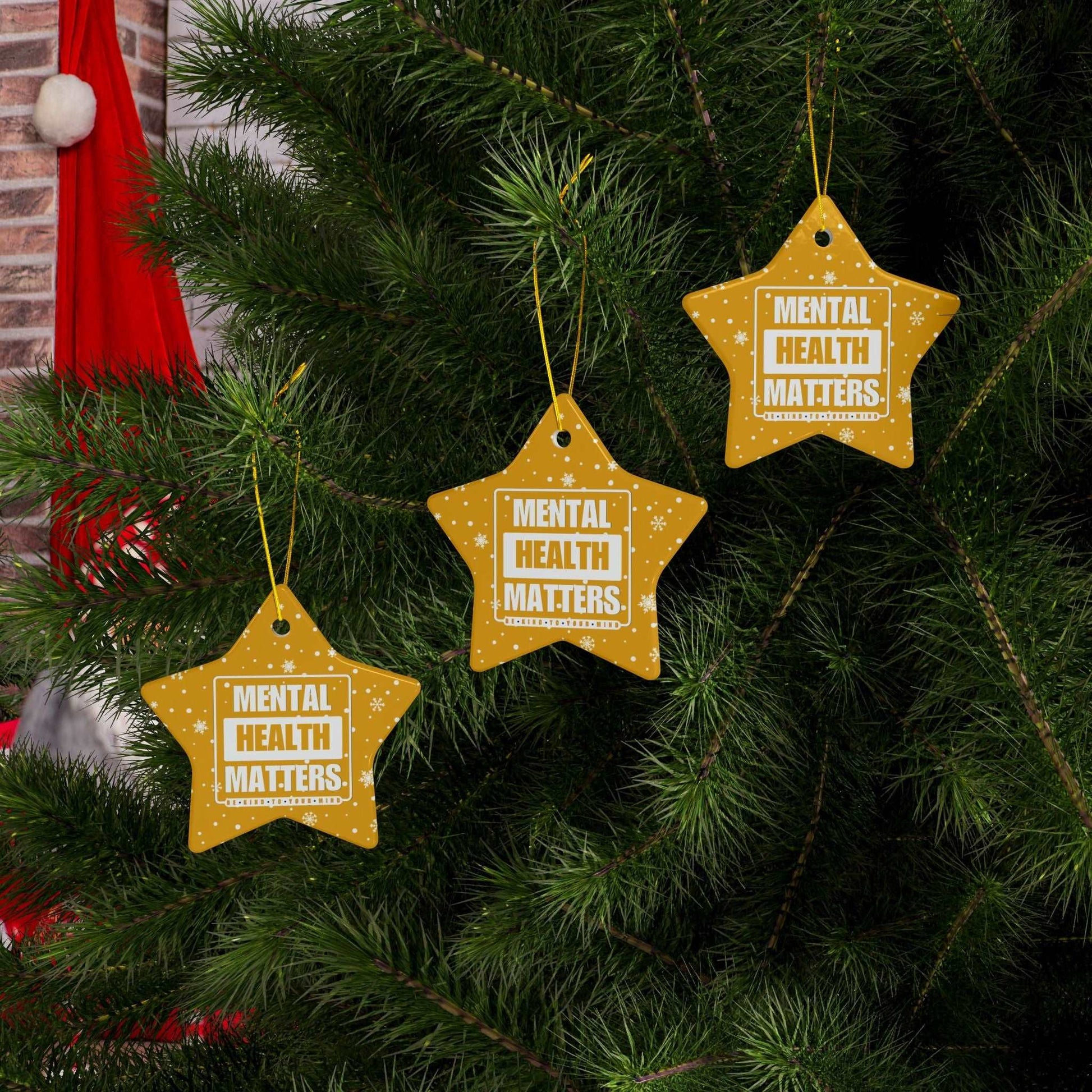 Celebrate the season while you spread important messages with this Mental Health Matters Holiday Ceramic Christmas Ornaments. Lovingly designed by Heartfelt Hoodies.