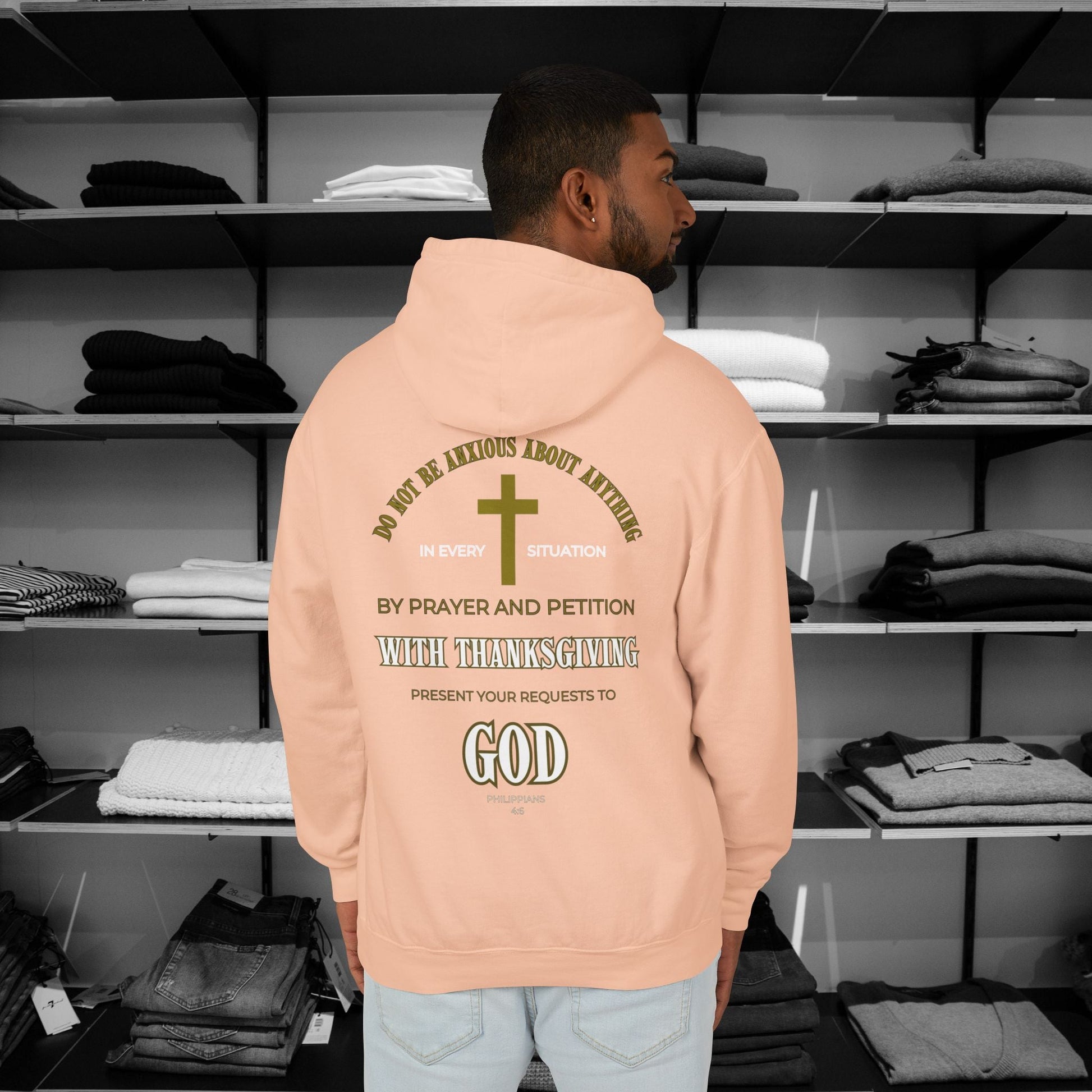 Start each day with a spirit of gratitude in this beautifully designed Comfort Colors hoodie from Heartfelt Hoodies.  Click here ⬆ to shop all our Christian hoodies.