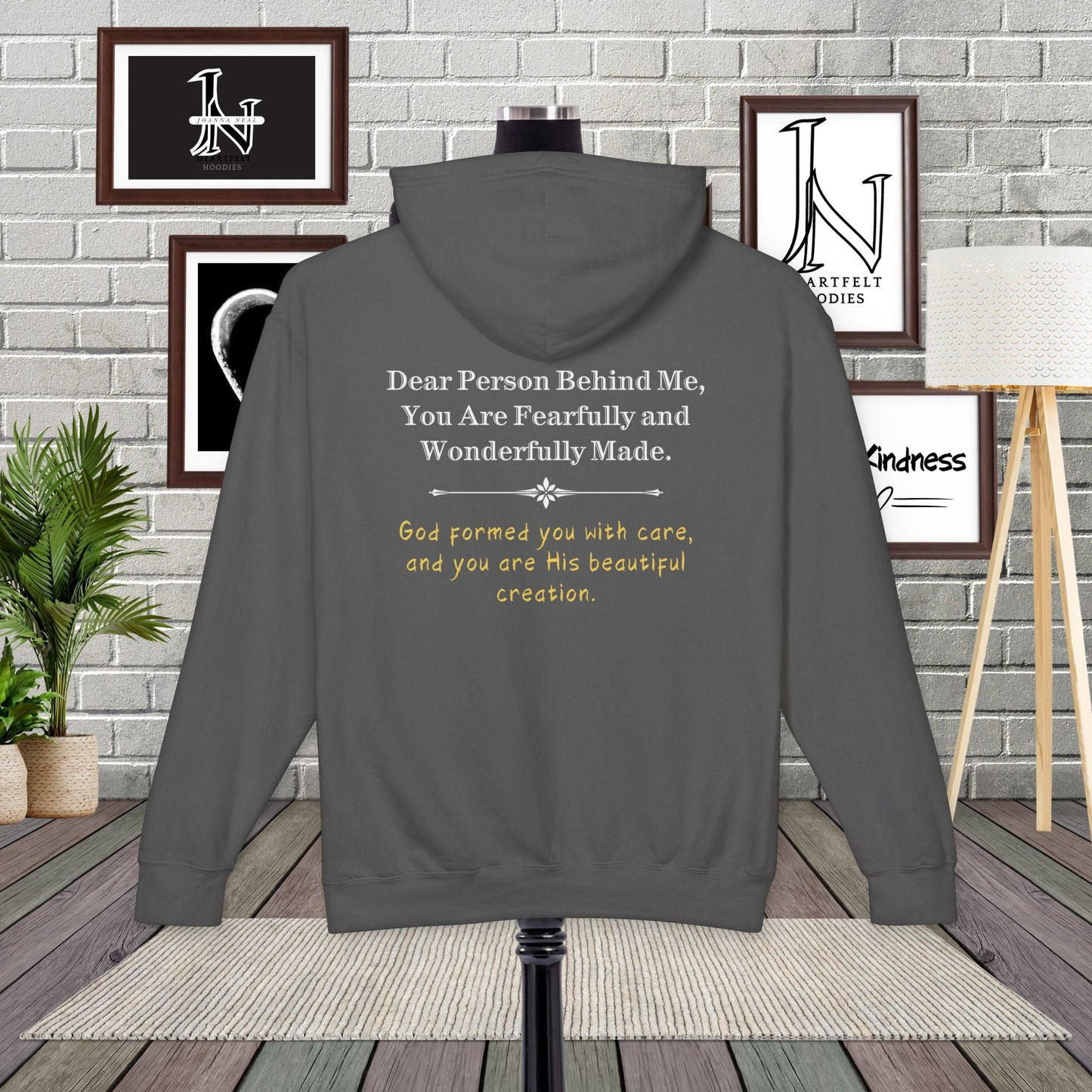 Wrap yourself in love and encouragement with one of our christian hoodies - Dear Person Behind Me, You Are Fearfully and Wonderfully Made. Printed on Comfort Colors.