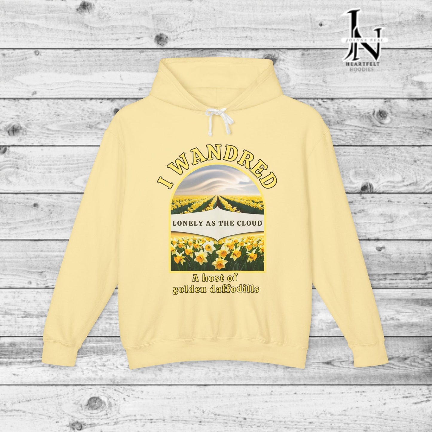 Step into poetry and style with this poetry clothing beautifully designed hoodie inspired by Wordsworth’s timeless verse, "I Wandered Lonely as a Cloud."  Shop Now