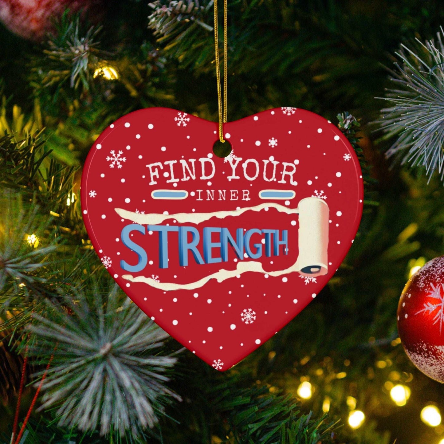 At Heartfelt Hoodies our Seasonal accessories are now available. Check out our Mental Health premium ceramic Christmas ornaments including this "Find Your Inner Strength" Christmas tree ornament available in 4 shapes and colors.