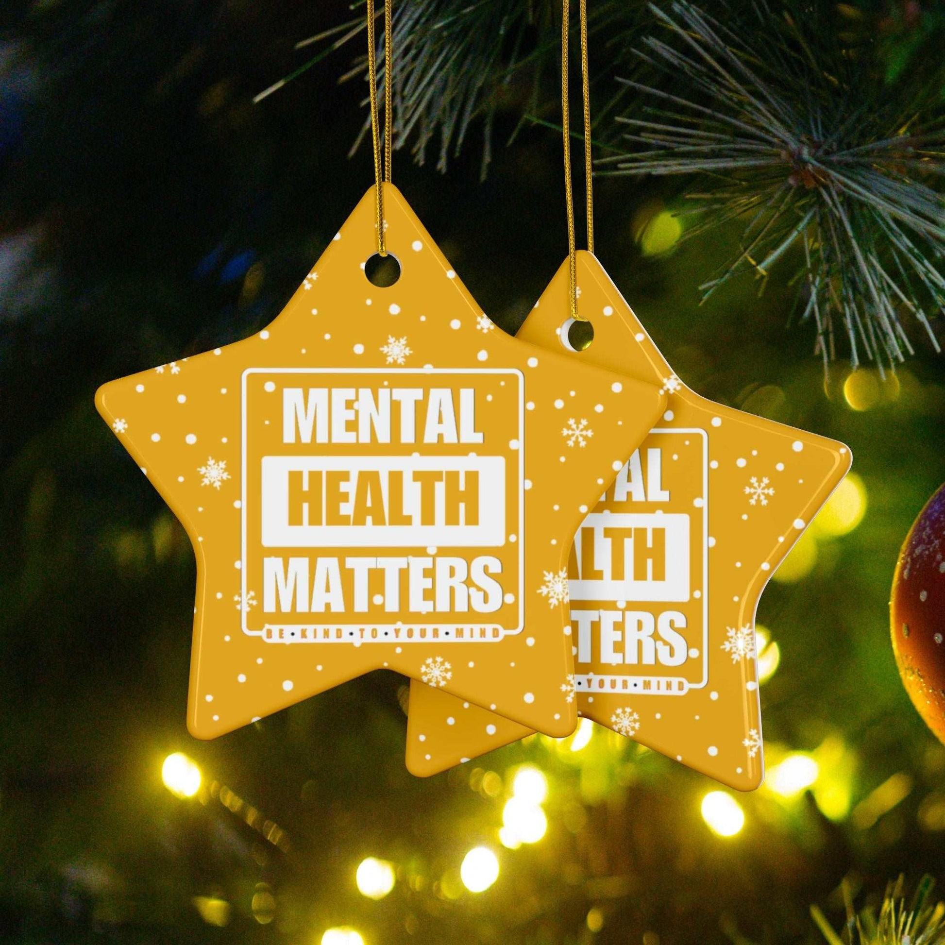 Celebrate the season while you spread important messages with this Mental Health Matters Holiday Ceramic Christmas Ornaments. Lovingly designed by Heartfelt Hoodies.