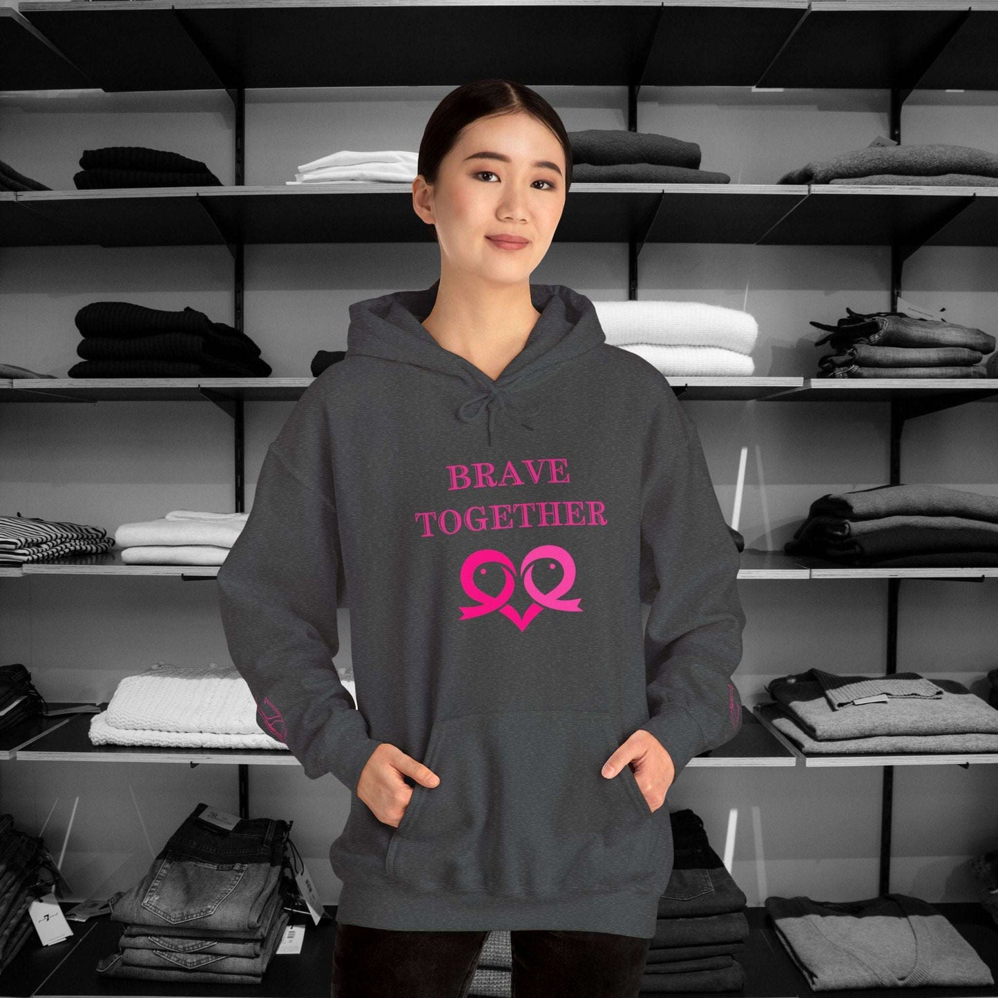 Dear Person Behind Me Hoodie - Together We Are Stronger Than Breast Cancer Stand strong and stylish in this empowering hoodie speaks to both inner and outer strength