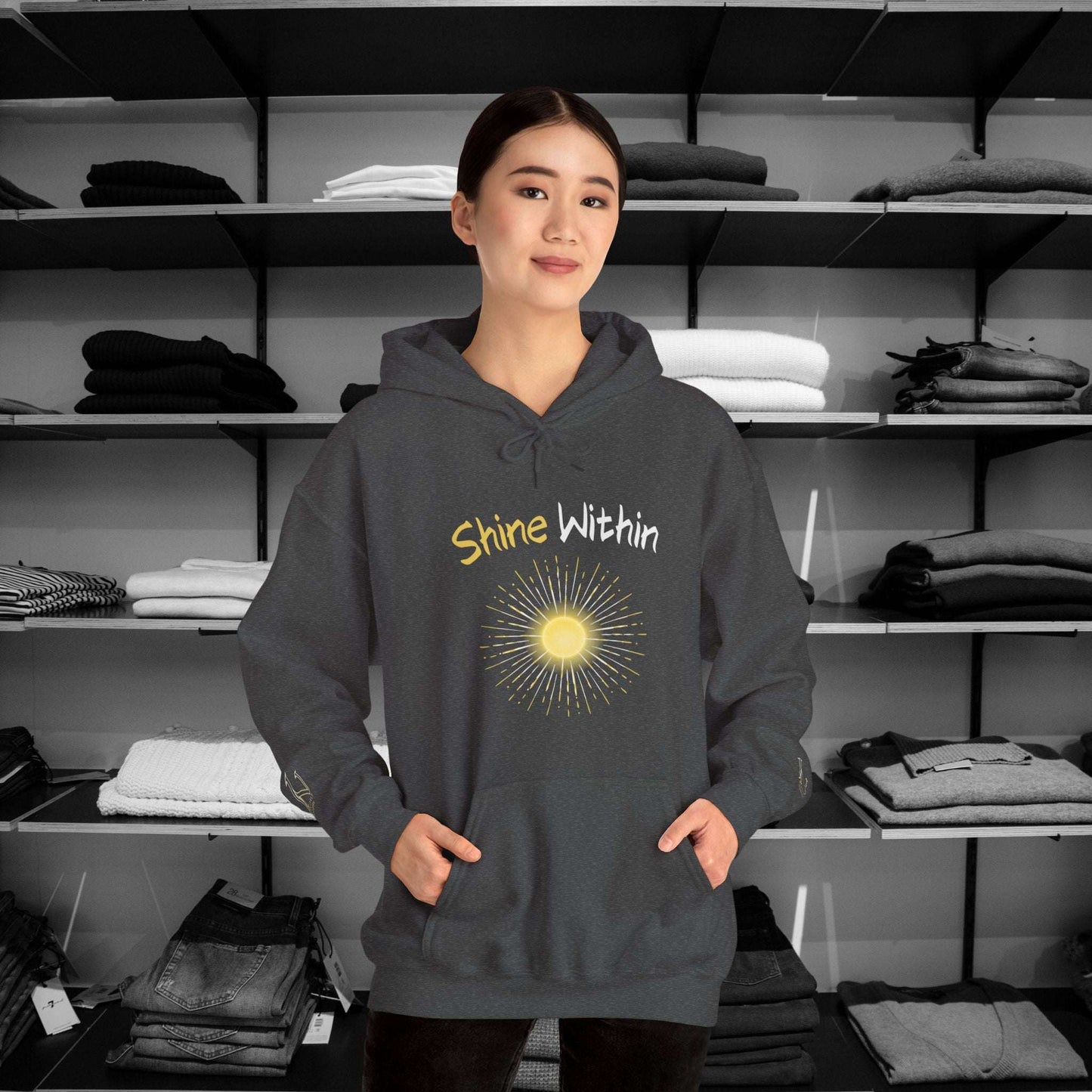  This Dear Person Behind Me hoodie is here to spread a message of strength and hope with the words, "Depression may cloud your mind." Perfect for wearing on those days when a little extra encouragement is needed