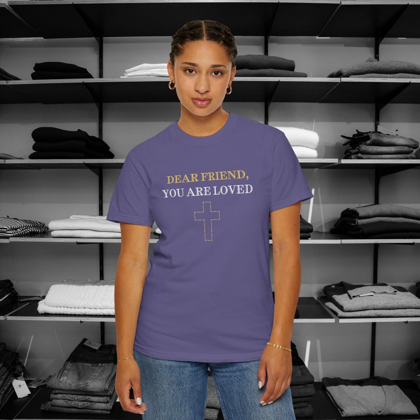 Wrap up in love and encouragement with our You Are Loved by God. These Comfort Colors tees are a heartfelt reminder that no matter what, God's love for you is unchanging and eternal