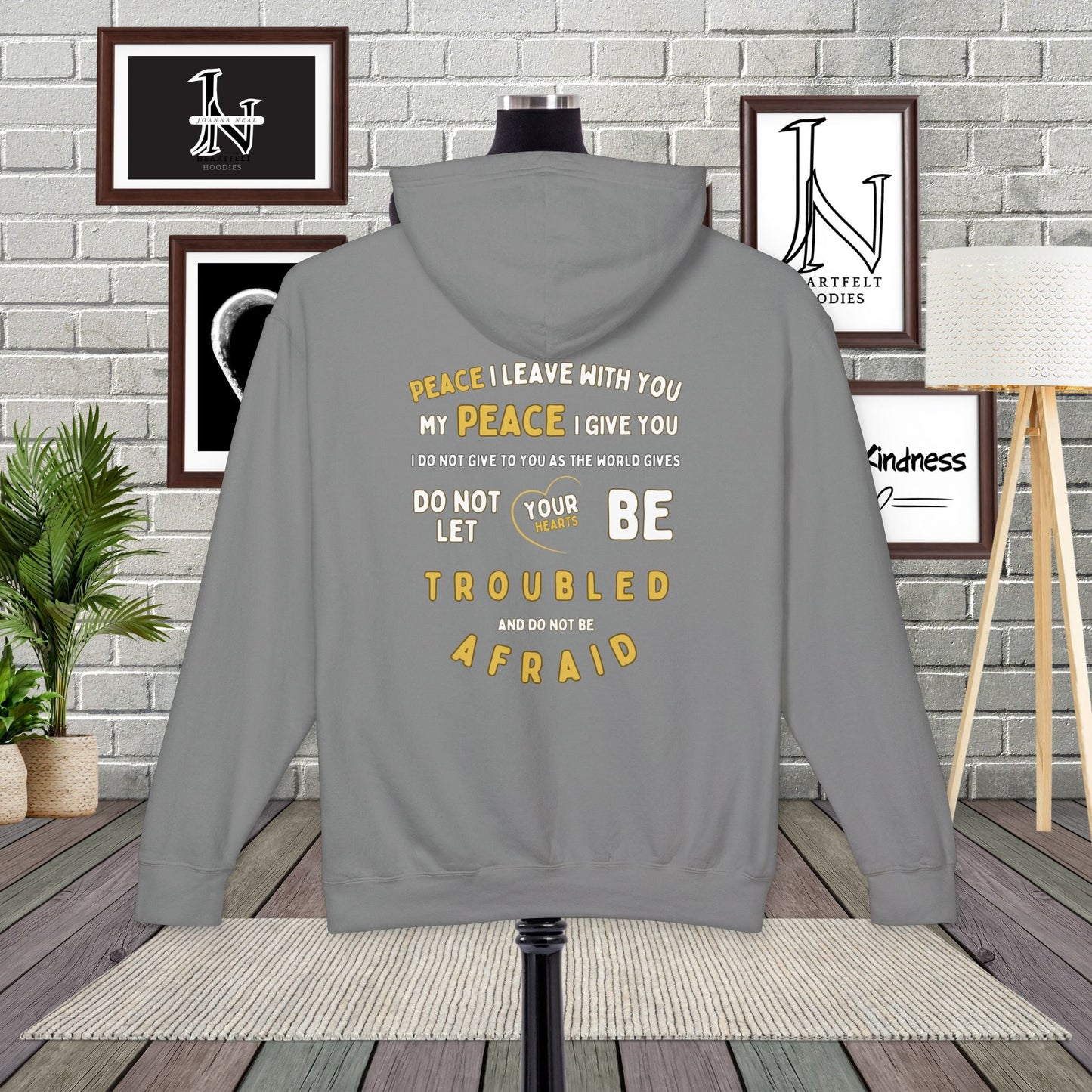 Spread a message of peace and faith with this beautifully designed Comfort Colors Christian hoodies from Heartfelt Hoodies. Features a bold Peace design with a dove.