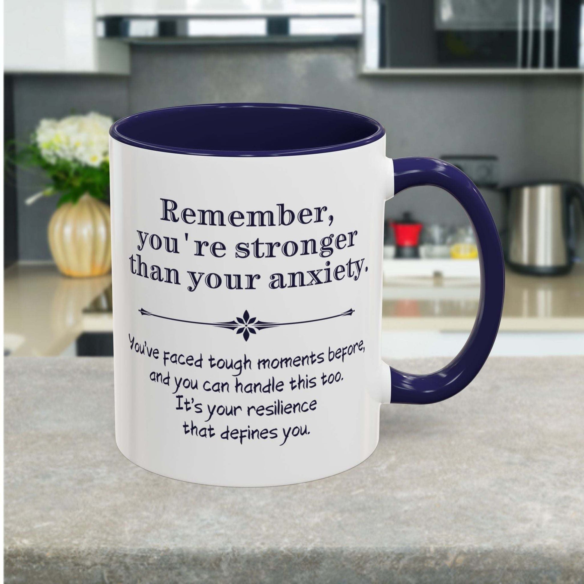 Ceramic Coffee Mug 11oz and 15oz Mental Health Awareness Anxiety |Navy