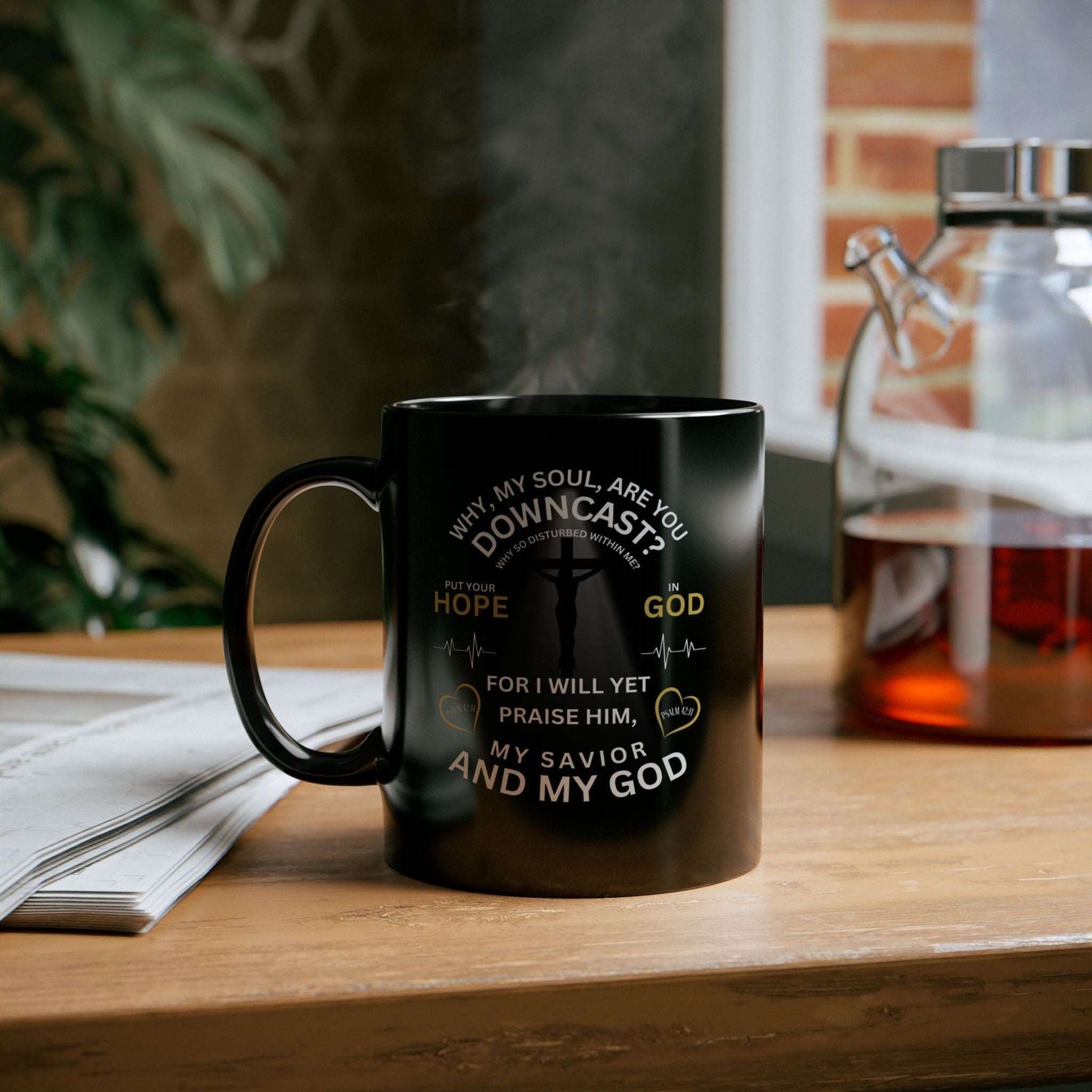 Drink your church gavering morning coffee with love and encouragement with our "Praise My Soul" Christian ceramic coffee mug. 