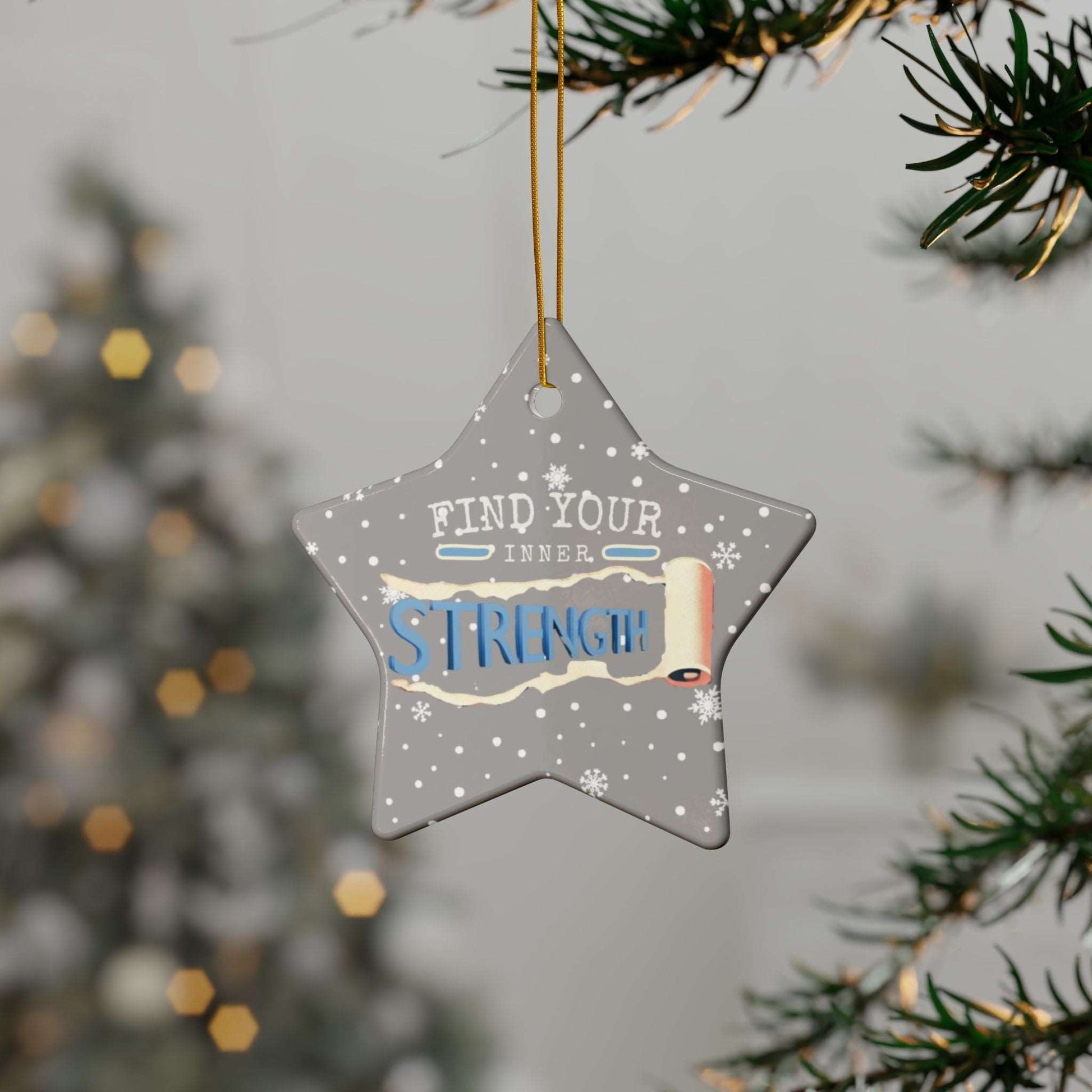 At Heartfelt Hoodies our Seasonal accessories are now available. Check out our Mental Health premium ceramic Christmas ornaments including this "Find Your Inner Strength" Christmas tree ornament available in 4 shapes and colors.