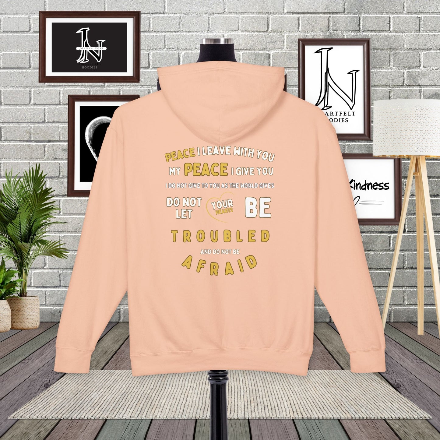 Spread a message of peace and faith with this beautifully designed Comfort Colors Christian hoodies from Heartfelt Hoodies. Features a bold Peace design with a dove.