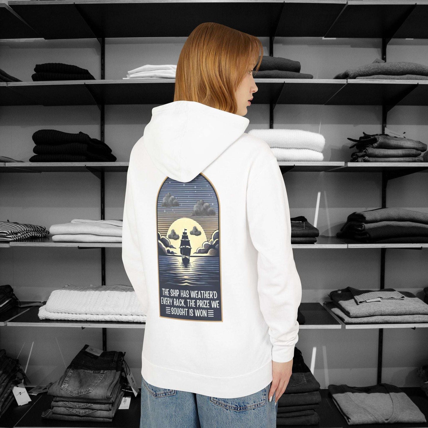 Honor the legacy of Walt Whitman's "O Captain! My Captain!" with this beautifully crafted Poetry Clothing hoodie. Inspired by the timeless elegy for Abraham Lincoln.