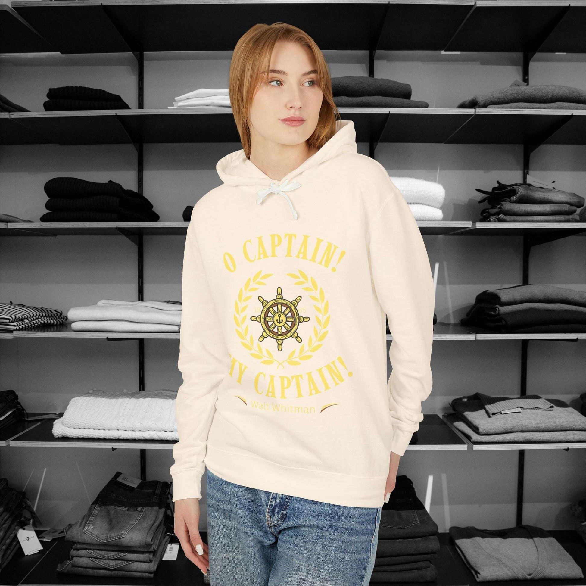 Honor the legacy of Walt Whitman's "O Captain! My Captain!" with this beautifully crafted Poetry Clothing hoodie. Inspired by the timeless elegy for Abraham Lincoln.