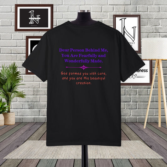 Wrap yourself in love and encouragement with our  Premium Comfort Colors Christian Shirts, You Are Fearfully and Wonderfully Made, ideal for Sunday church gatherings