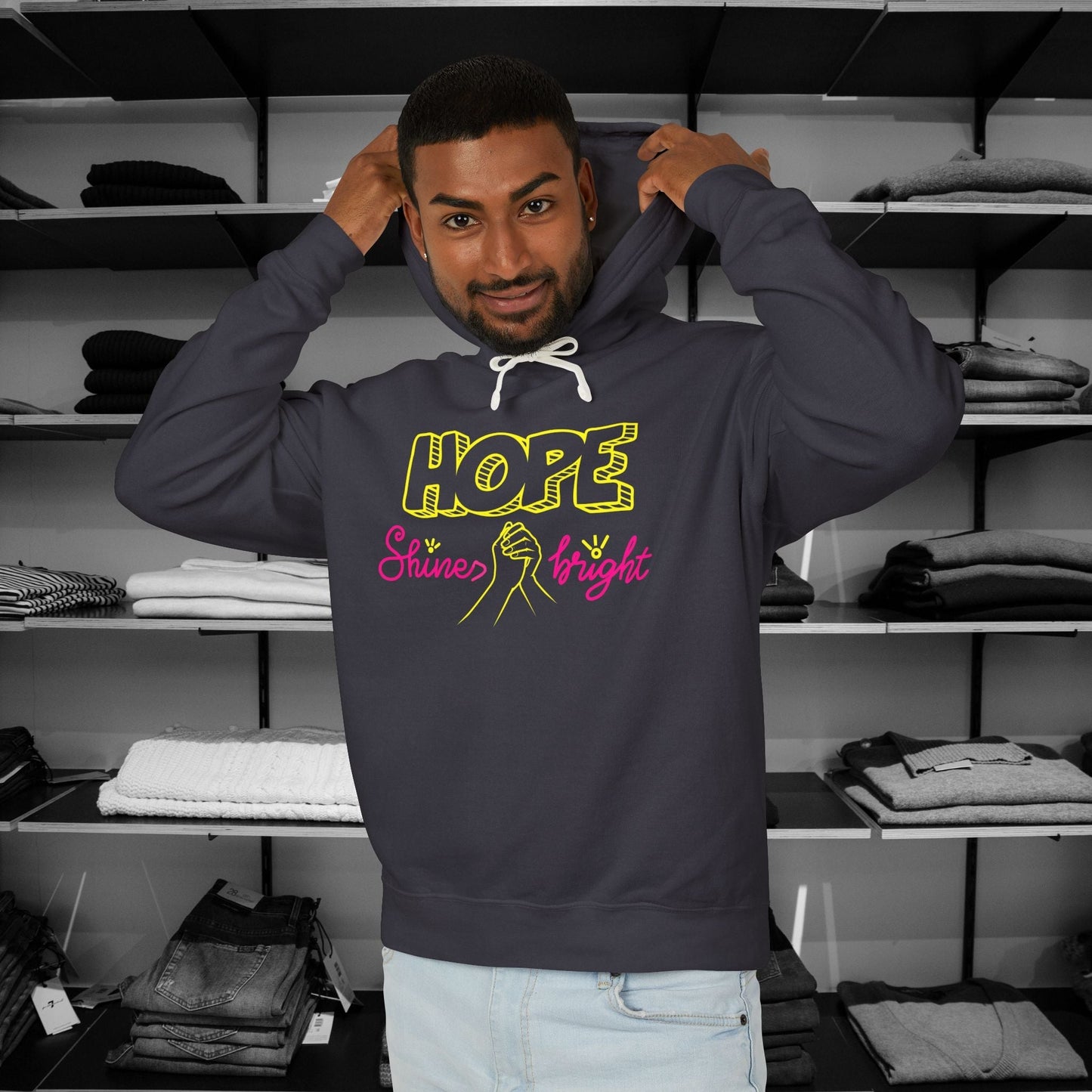 Dear Person Behind Me, In Pink, We Find Strength and Hope. Stand strong and stylish in these empowering christian hoodies that speak to both inner and outer strength. Color Black