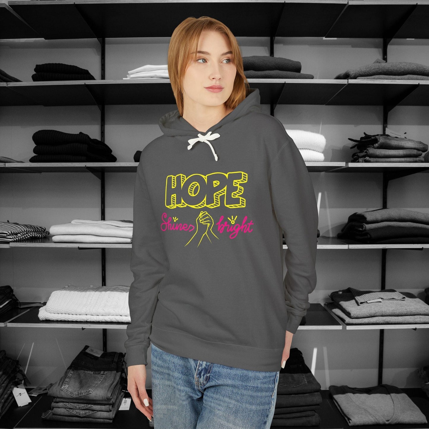 Dear Person Behind Me, In Pink, We Find Strength and Hope. Stand strong and stylish in these empowering christian hoodies that speak to both inner and outer strength. Color Pepper