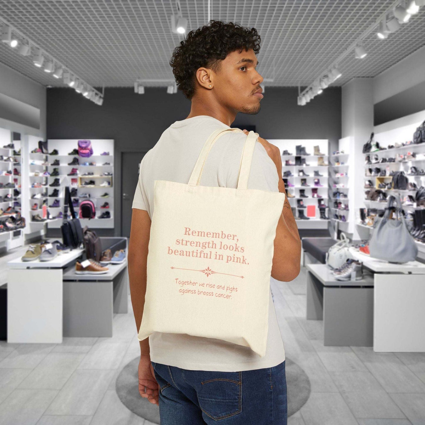 Gentle Reminders for Tough Days Anxiety can feel overwhelming, but a simple reminder can make all the difference. This Breast Cancer Awareness  Cotton Canvas Tote Bag