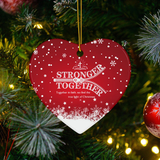 Hang your faith on your Christmas tree with meaningful messages this holiday season with our "Stronger Together" ceramic Christian ornaments. @ heartfelt-hoodies.com