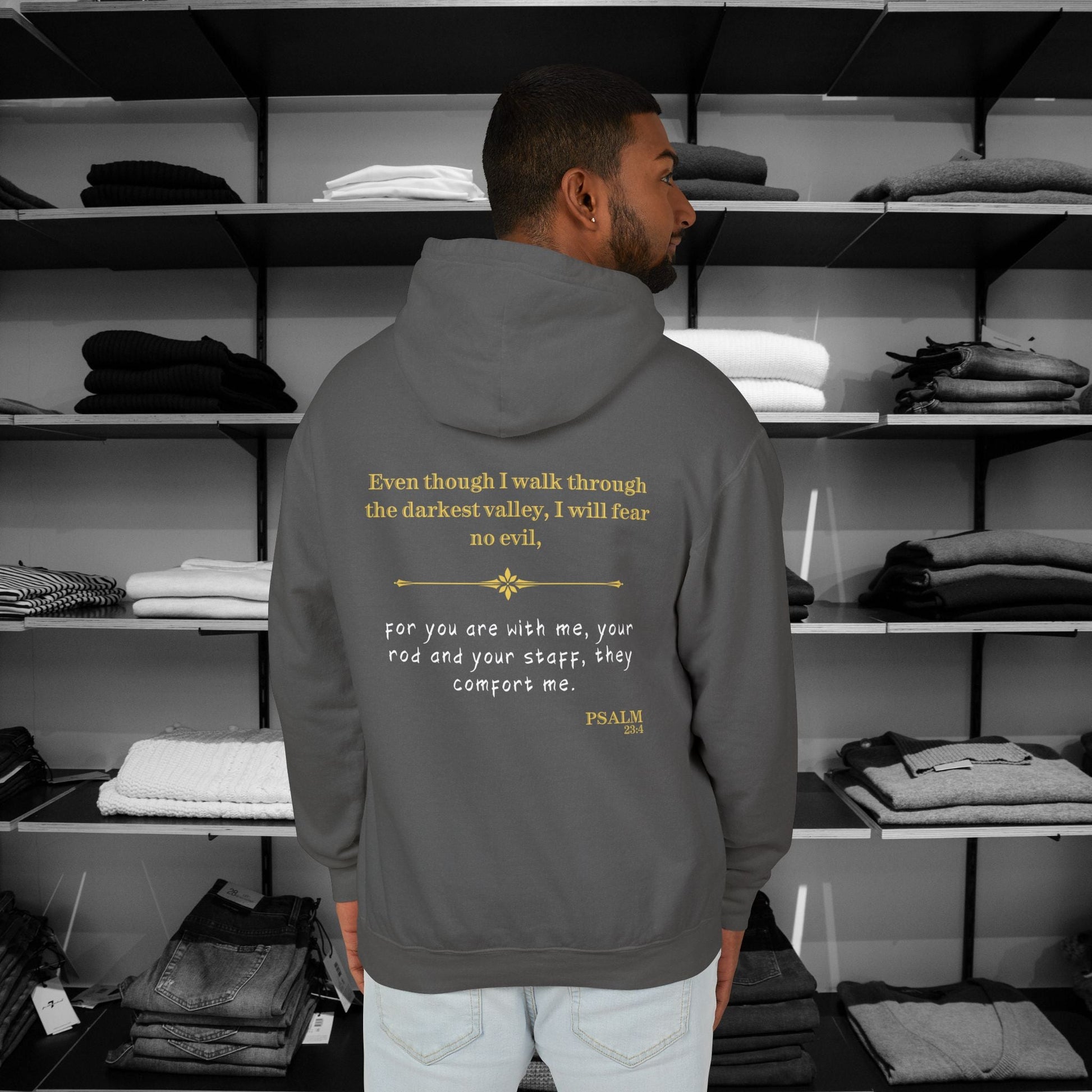 Find comfort in faith with our Psalm 23:4 Inspirational Hoodie. Part of our premium Christian Hoodies collection, crafted with soft Comfort Colors fabric. Wear your beliefs close, spread hope, and stay cozy. Perfect for daily inspiration or thoughtful gifting