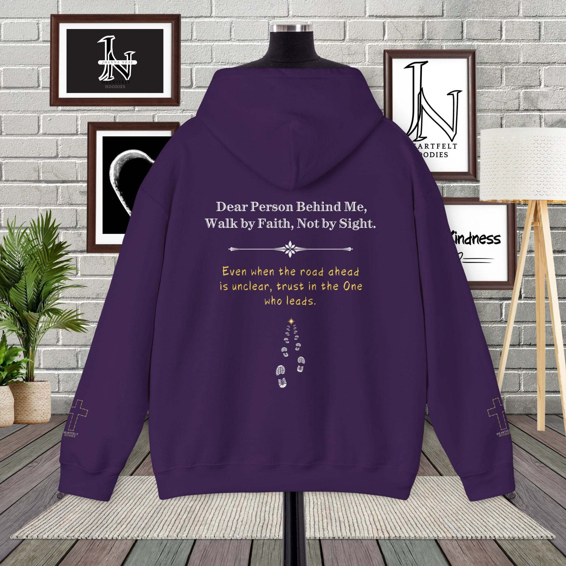 Wrap yourself in encouragement with our Dear Person Behind Me Hoodie  Walk by Faith, Not by Sight. Even when the road ahead is unclear, trust in the One who leads. 