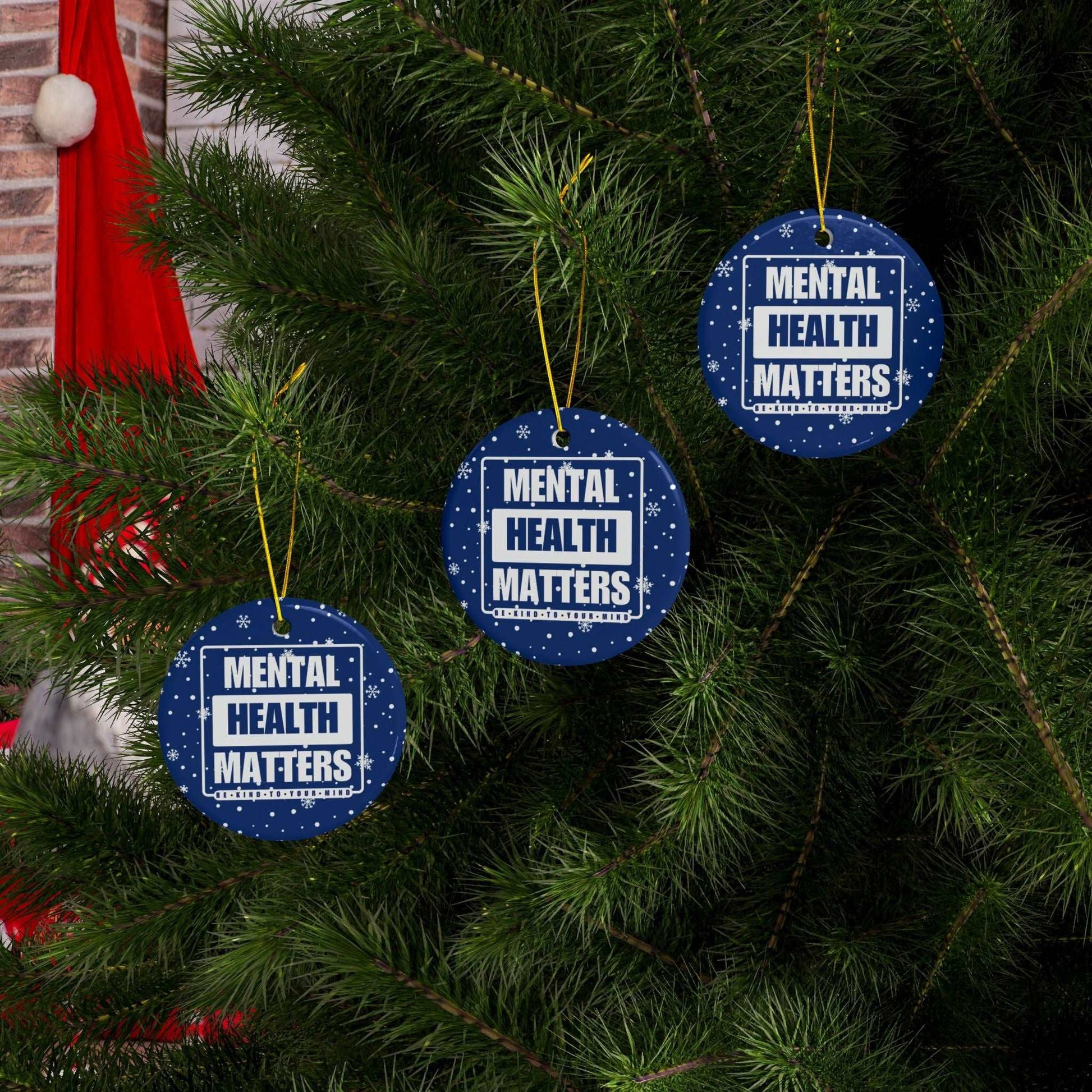 Celebrate the season while you spread important messages with this Mental Health Matters Holiday Ceramic Christmas Ornaments. Lovingly designed by Heartfelt Hoodies.